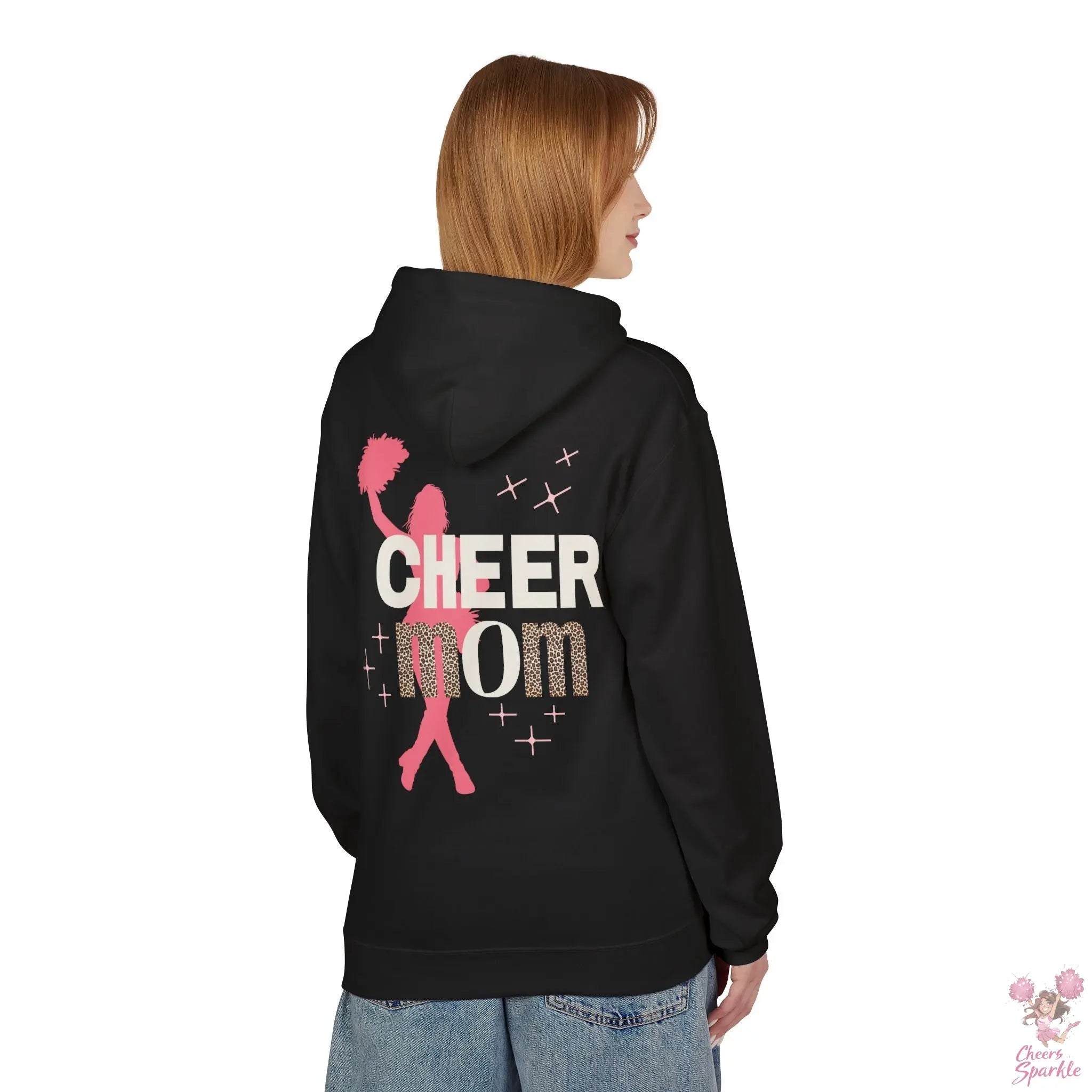 Cheer Mom Hoodie - Leo Print Cheers and Sparkle