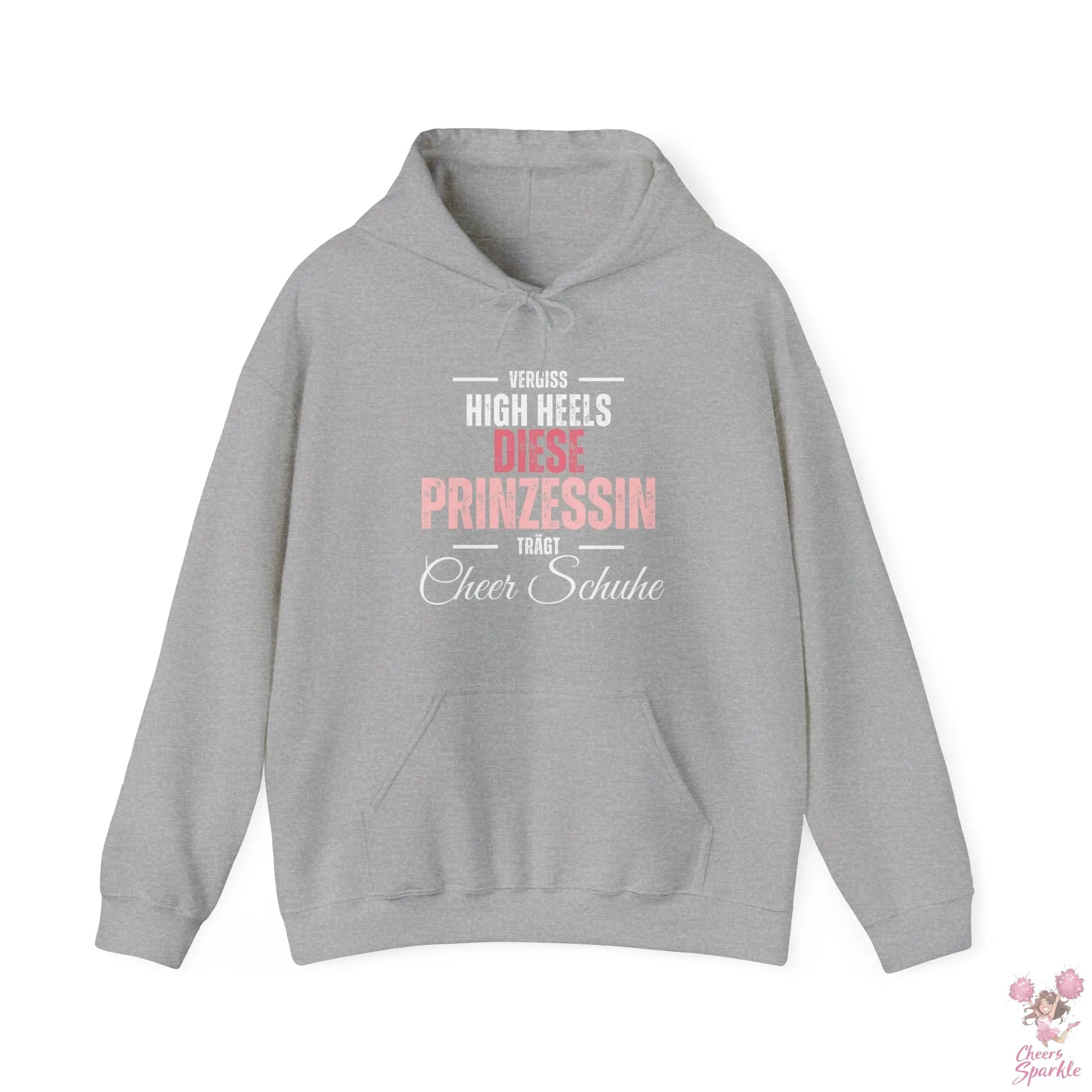 Hoodie „Vergiss Highheels, diese Prinzessin trägt Cheer Schuhe“ Printify