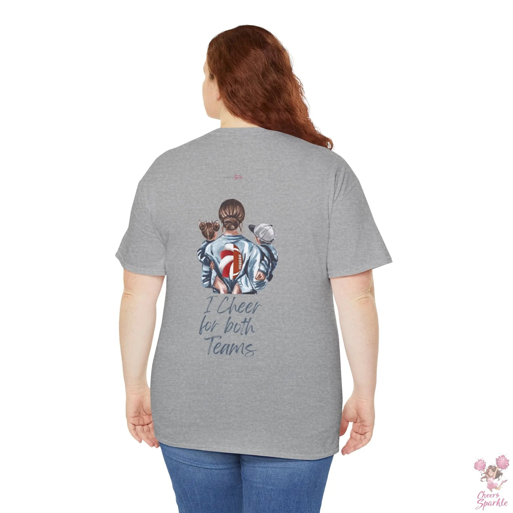Fan Mom-T-Shirt – „I Cheer for both Teams“ - Cheers and Sparkle