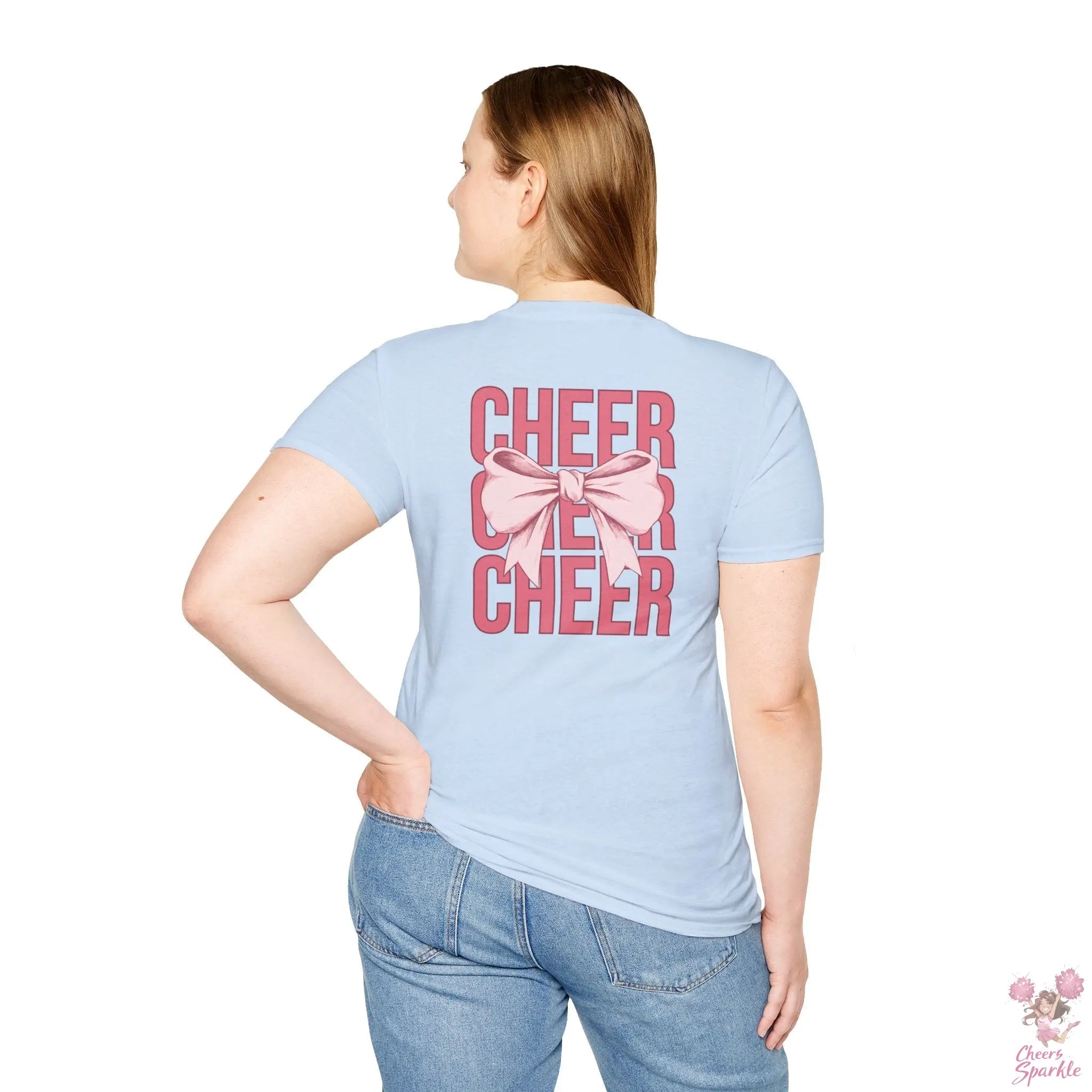 Cheerful Bow Unisex Softstyle T-Shirt Cheers and Sparkle
