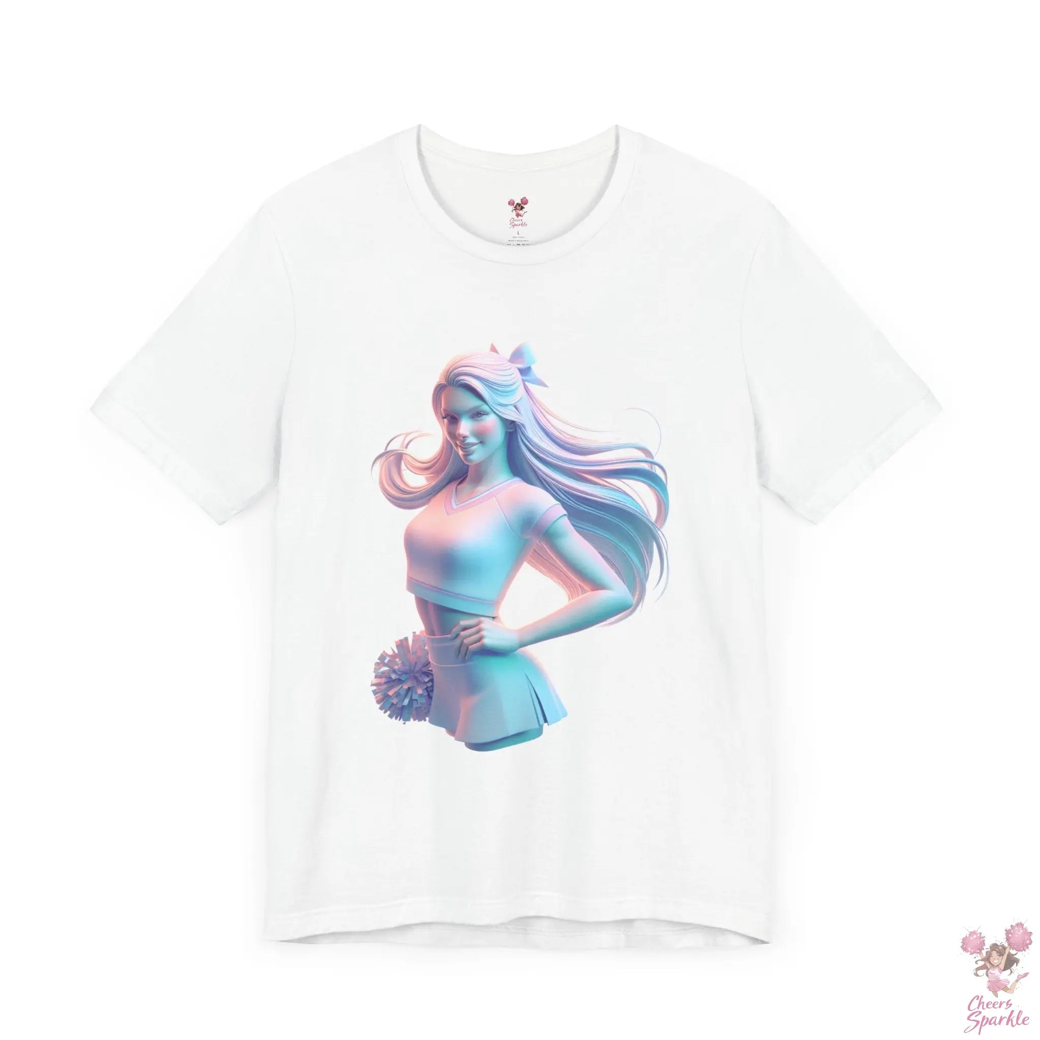 Dynamisches 3D-Cheerleader-Motiv T-Shirt Cheers and Sparkle