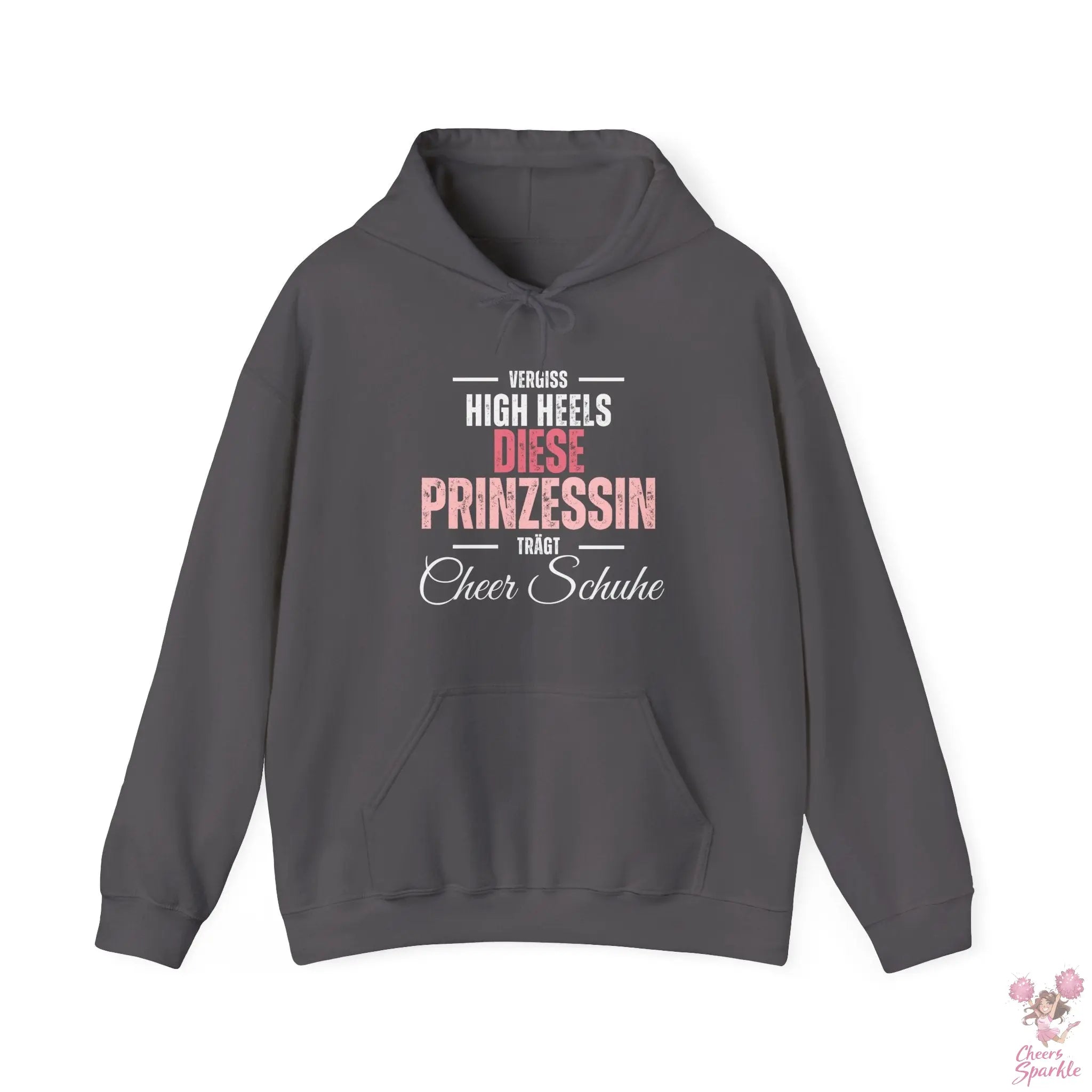 Hoodie „Vergiss Highheels, diese Prinzessin trägt Cheer Schuhe“ Printify
