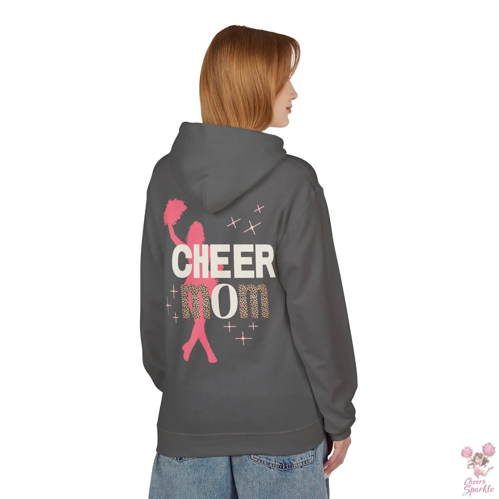 Cheer Mom Hoodie - Leo Print Cheers and Sparkle