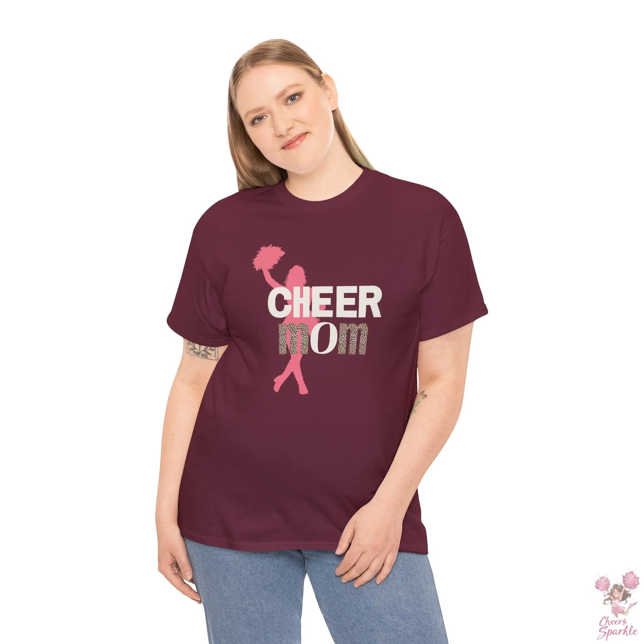 Rundhals Cheer Mom T-Shirt Printify