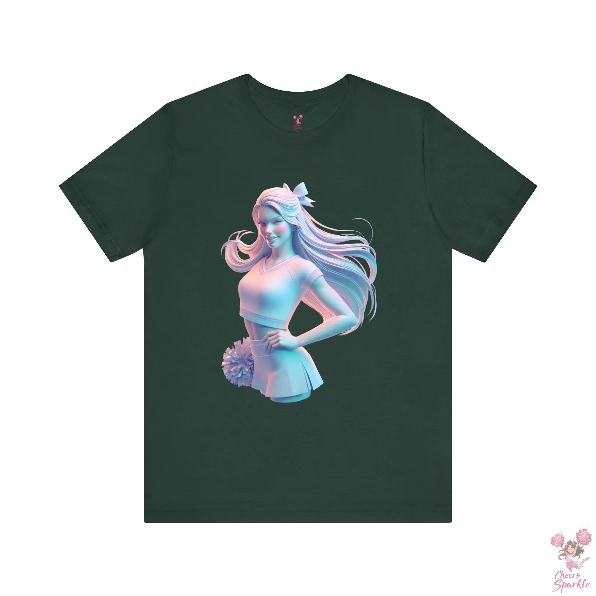 Dynamisches 3D-Cheerleader-Motiv T-Shirt Cheers and Sparkle