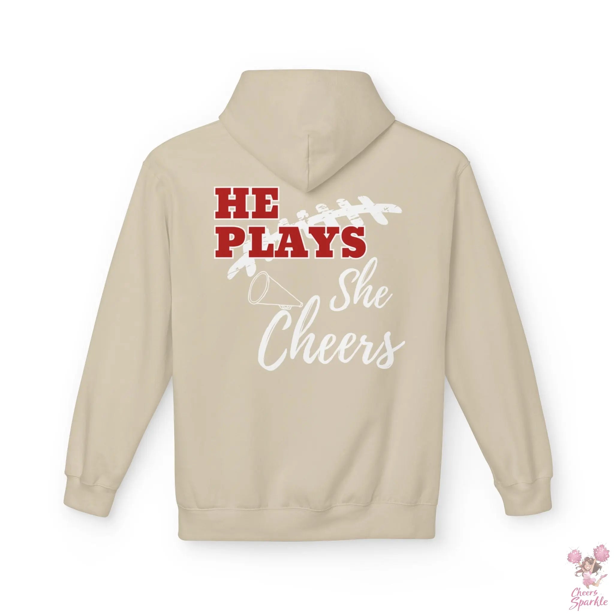 He Plays - She Cheers Hoodie Printify