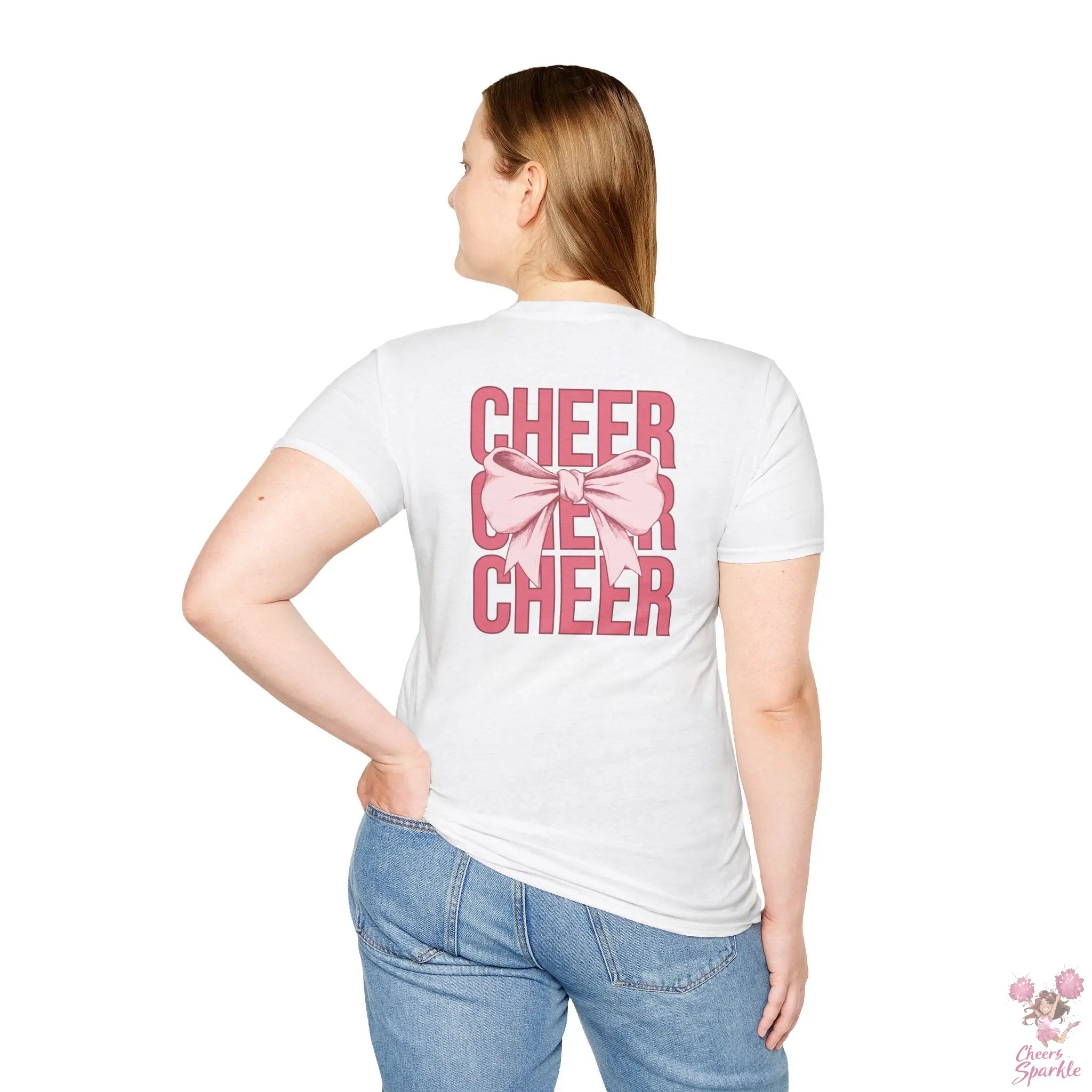 Cheerful Bow Unisex Softstyle T-Shirt Cheers and Sparkle