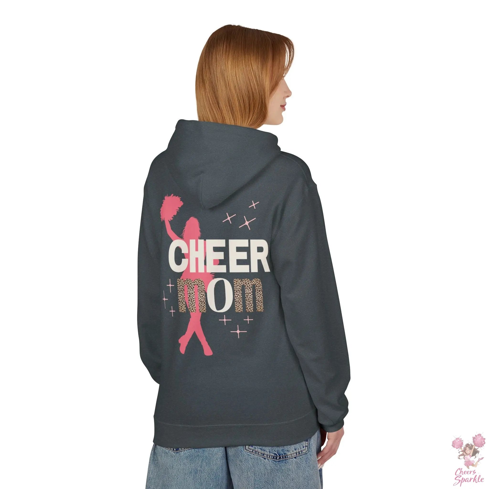 Cheer Mom Hoodie - Leo Print Cheers and Sparkle