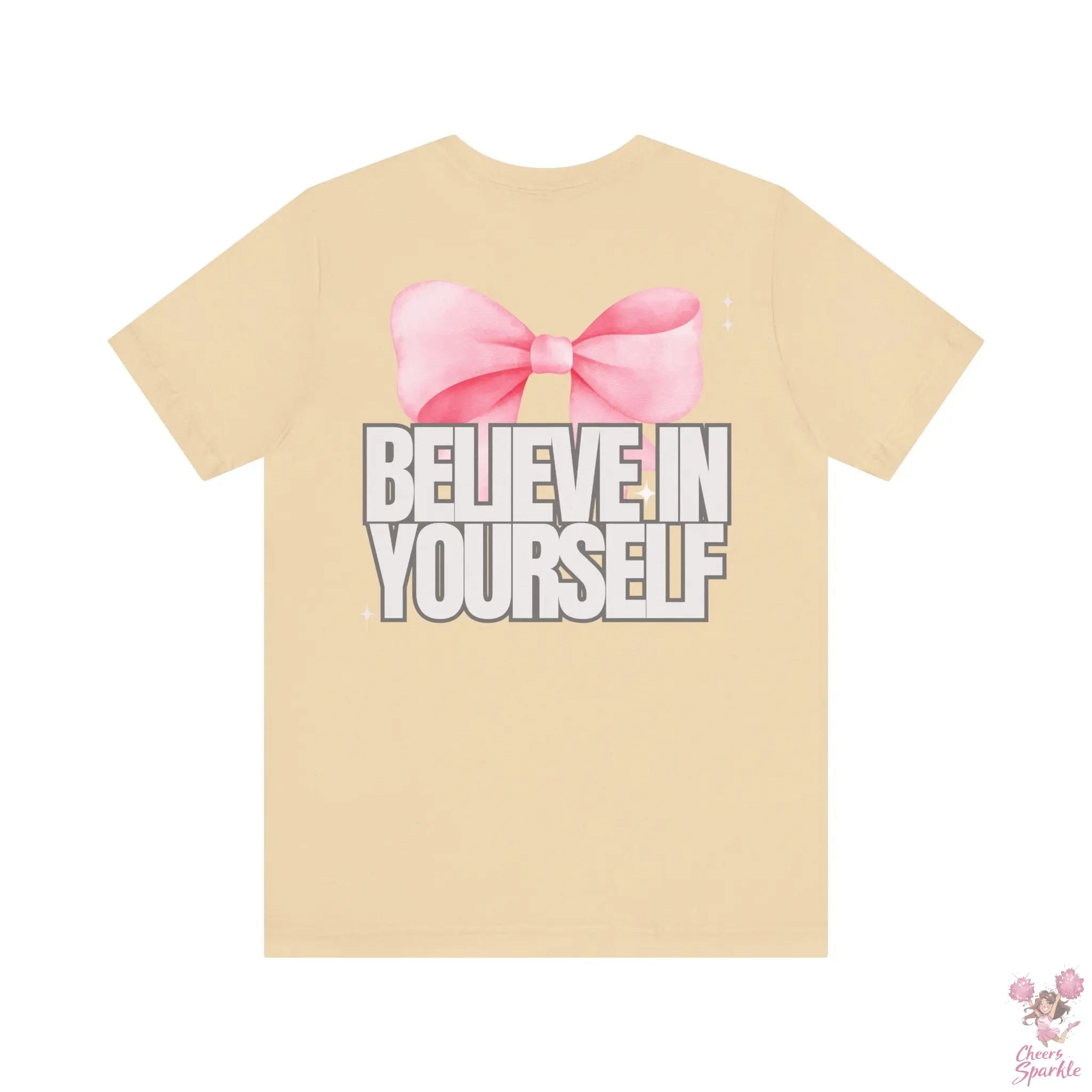 "Believe in Yourself"  mit Schleifenmotiv V-Ausschnitt T-Shirt Cheers and Sparkle