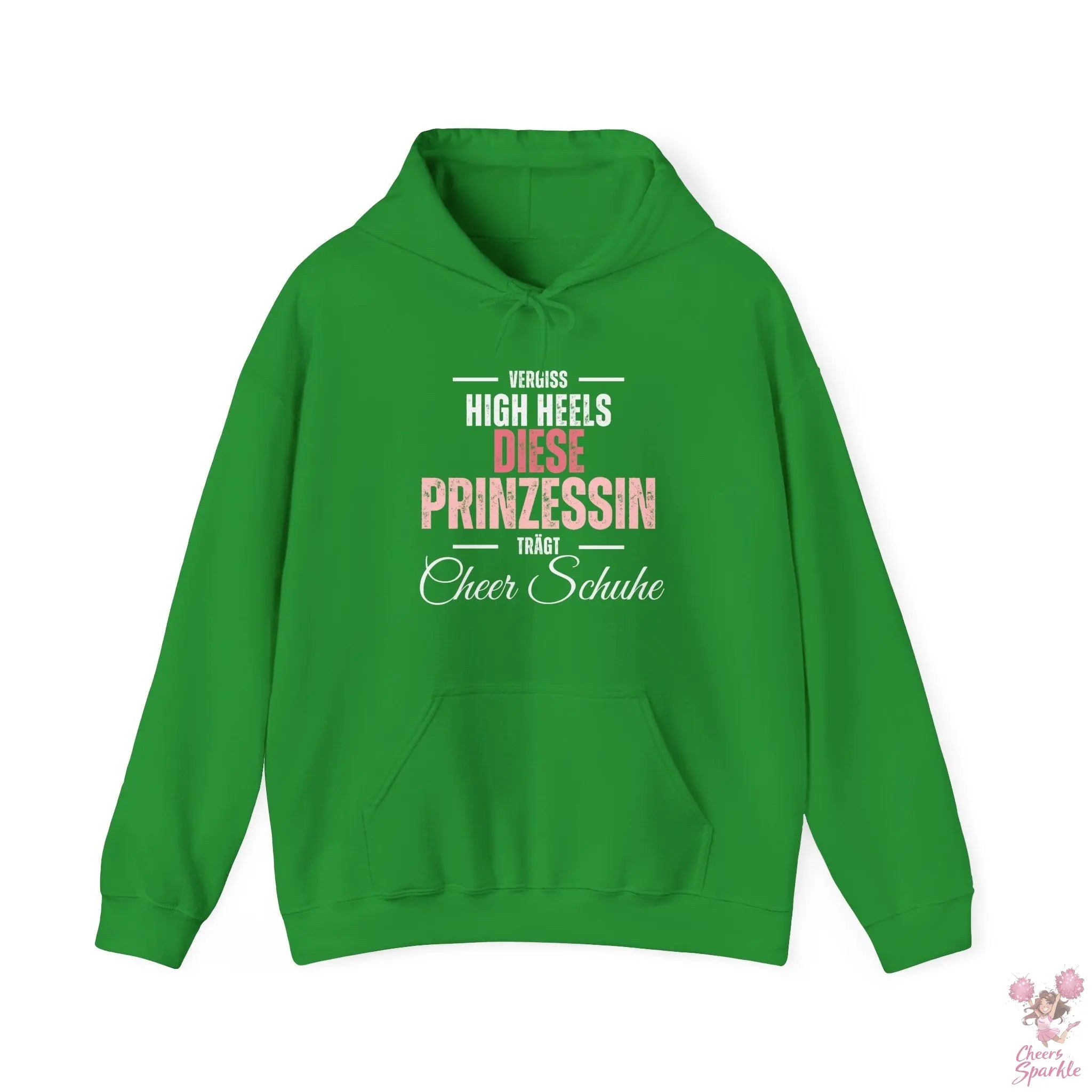 Hoodie „Vergiss Highheels, diese Prinzessin trägt Cheer Schuhe“ Printify