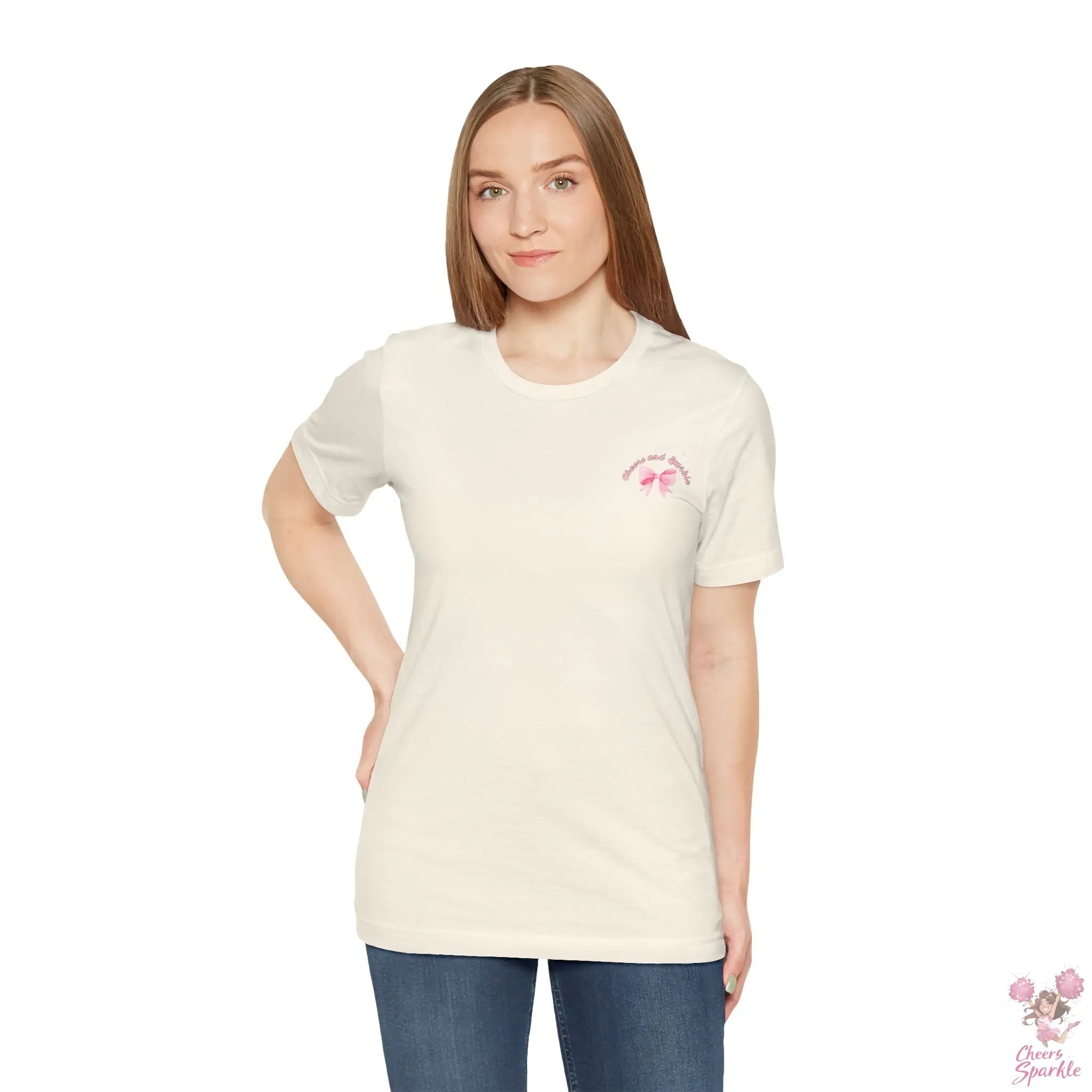 "Believe in Yourself"  mit Schleifenmotiv V-Ausschnitt T-Shirt Cheers and Sparkle