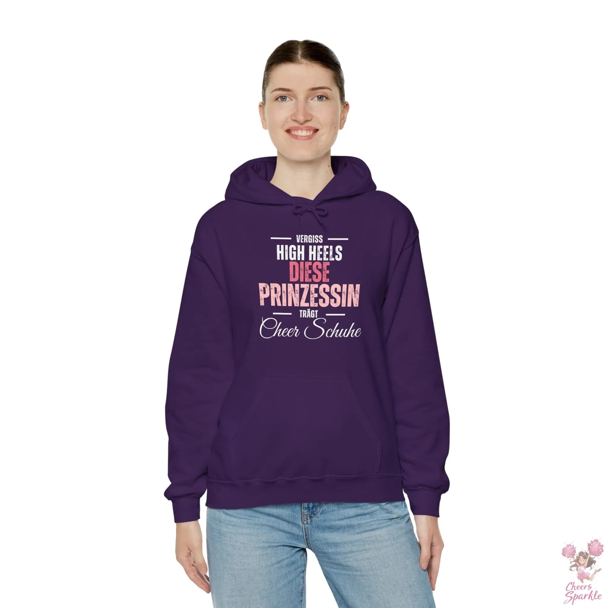Hoodie „Vergiss Highheels, diese Prinzessin trägt Cheer Schuhe“ Printify