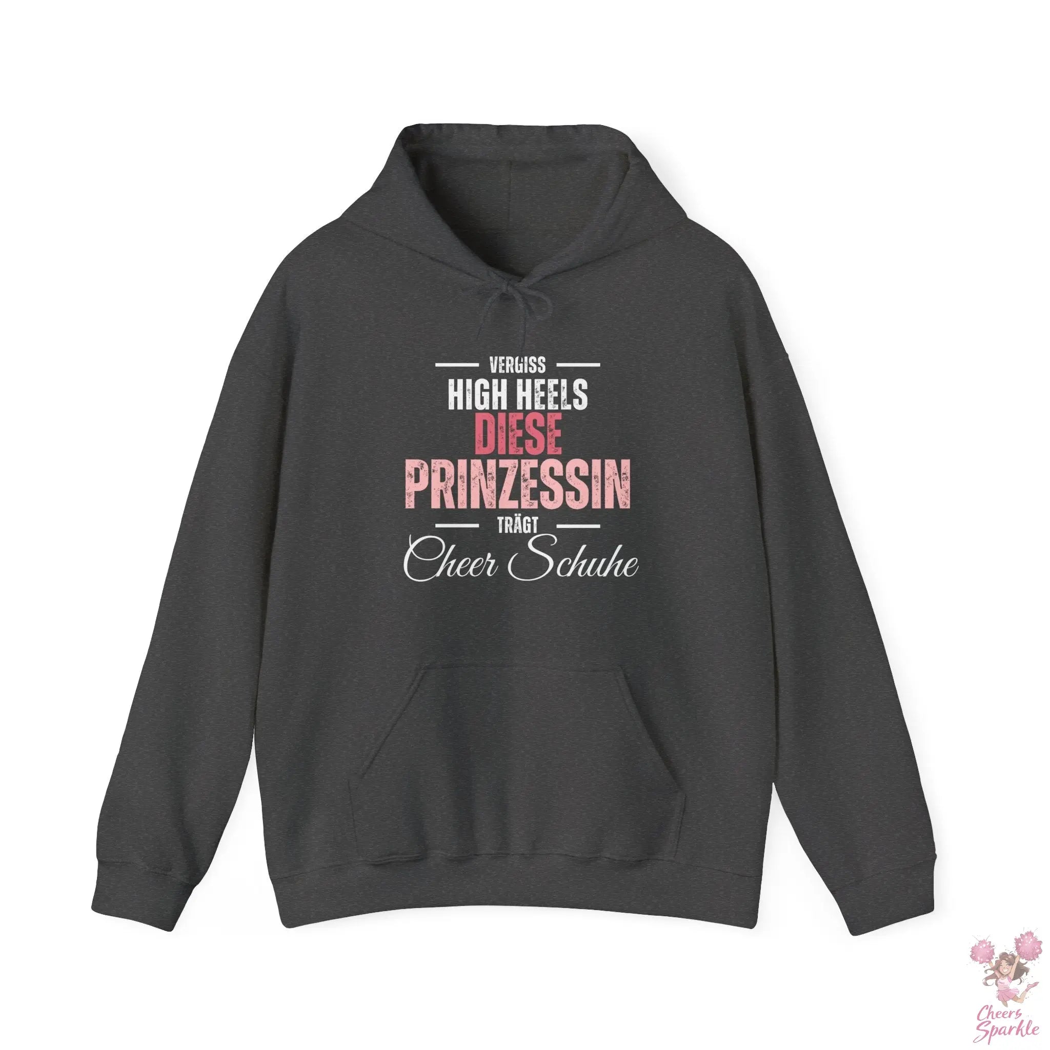 Hoodie „Vergiss Highheels, diese Prinzessin trägt Cheer Schuhe“ Printify