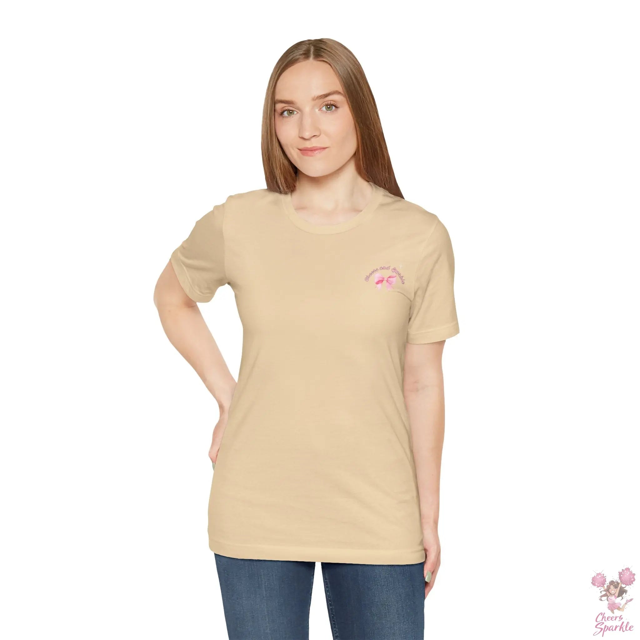 "Believe in Yourself"  mit Schleifenmotiv V-Ausschnitt T-Shirt Cheers and Sparkle