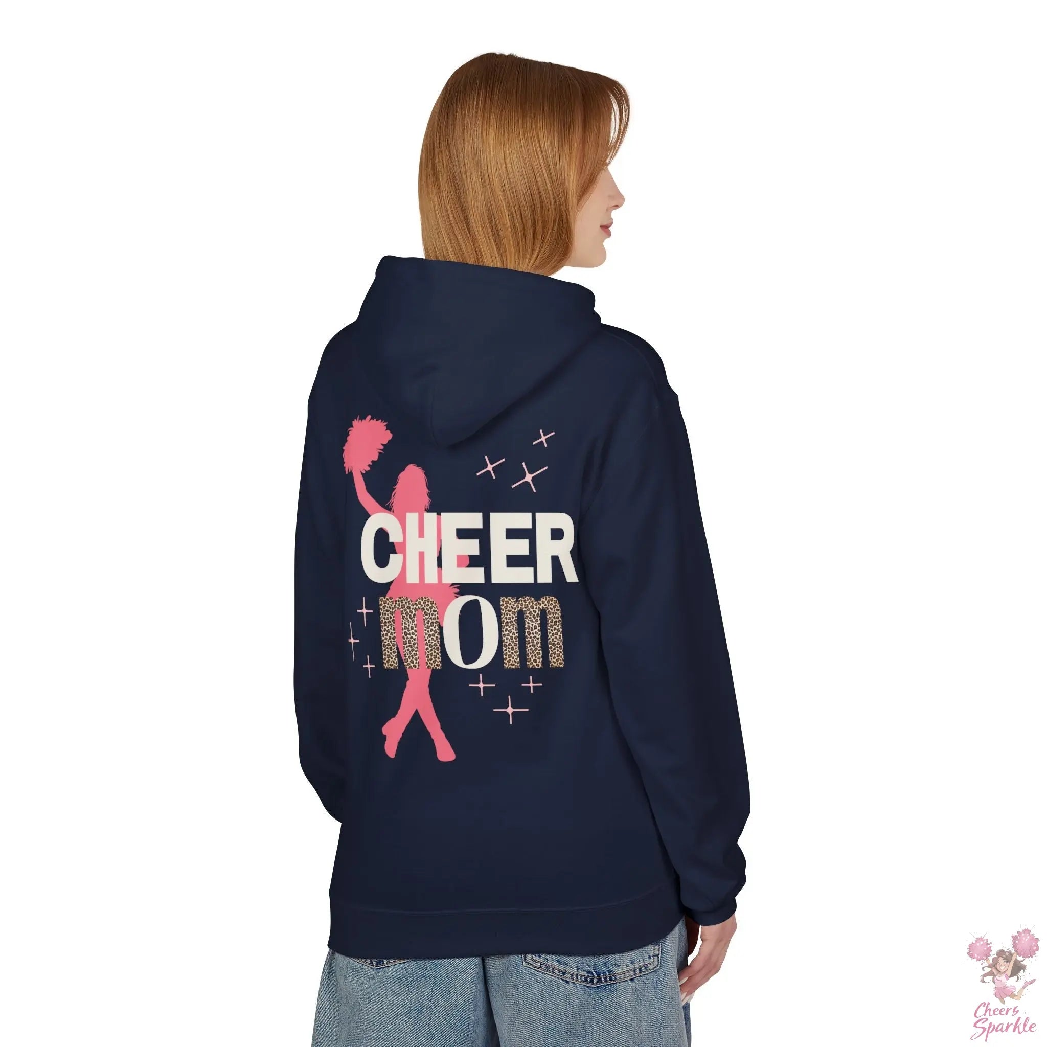 Cheer Mom Hoodie - Leo Print Cheers and Sparkle