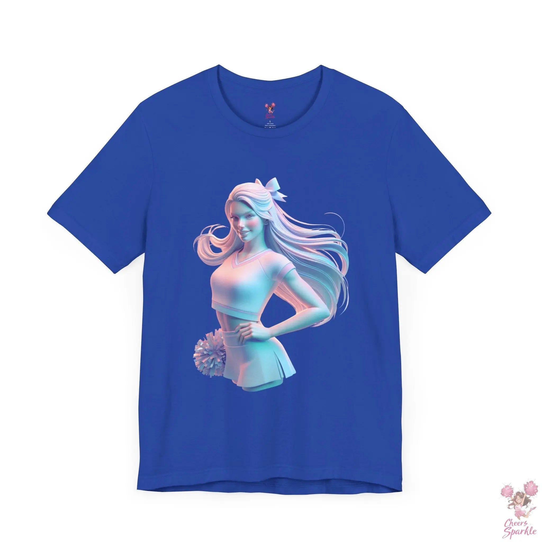 Dynamisches 3D-Cheerleader-Motiv T-Shirt Cheers and Sparkle