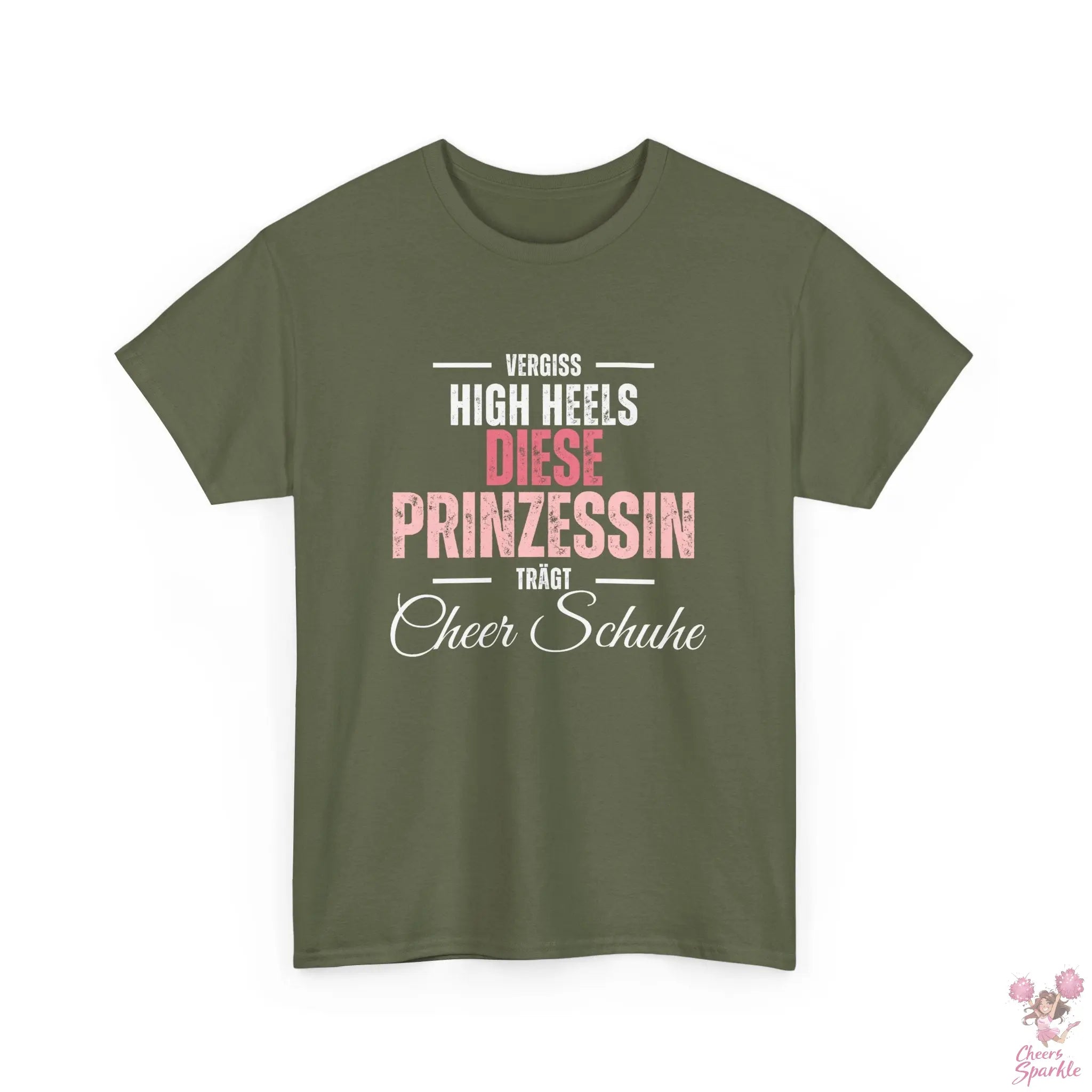 "Vergiss Highheels, Diese Prinzessin Trägt Cheer Schuhe" Rundhals T-Shirt Cheers and Sparkle