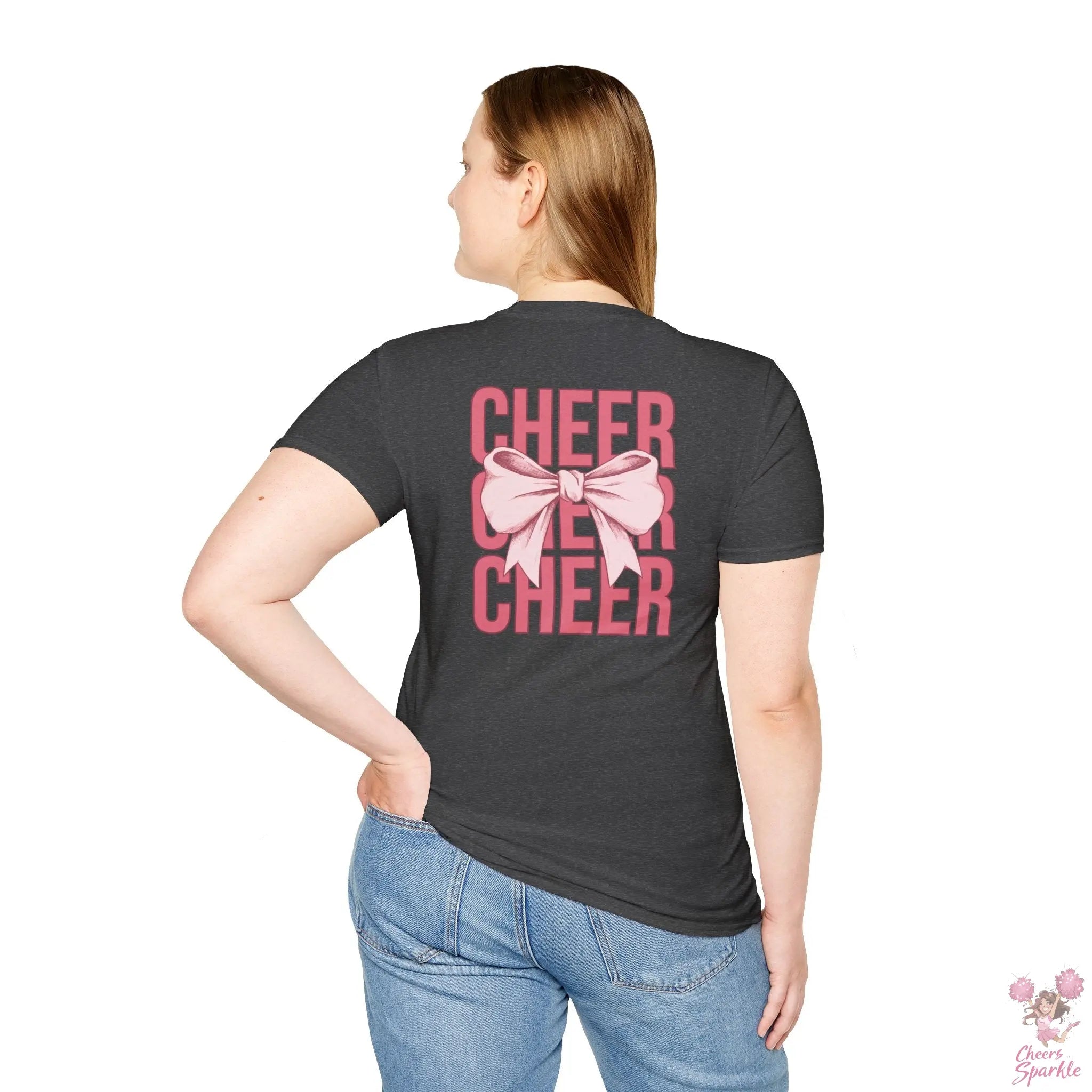 Cheerful Bow Unisex Softstyle T-Shirt Cheers and Sparkle