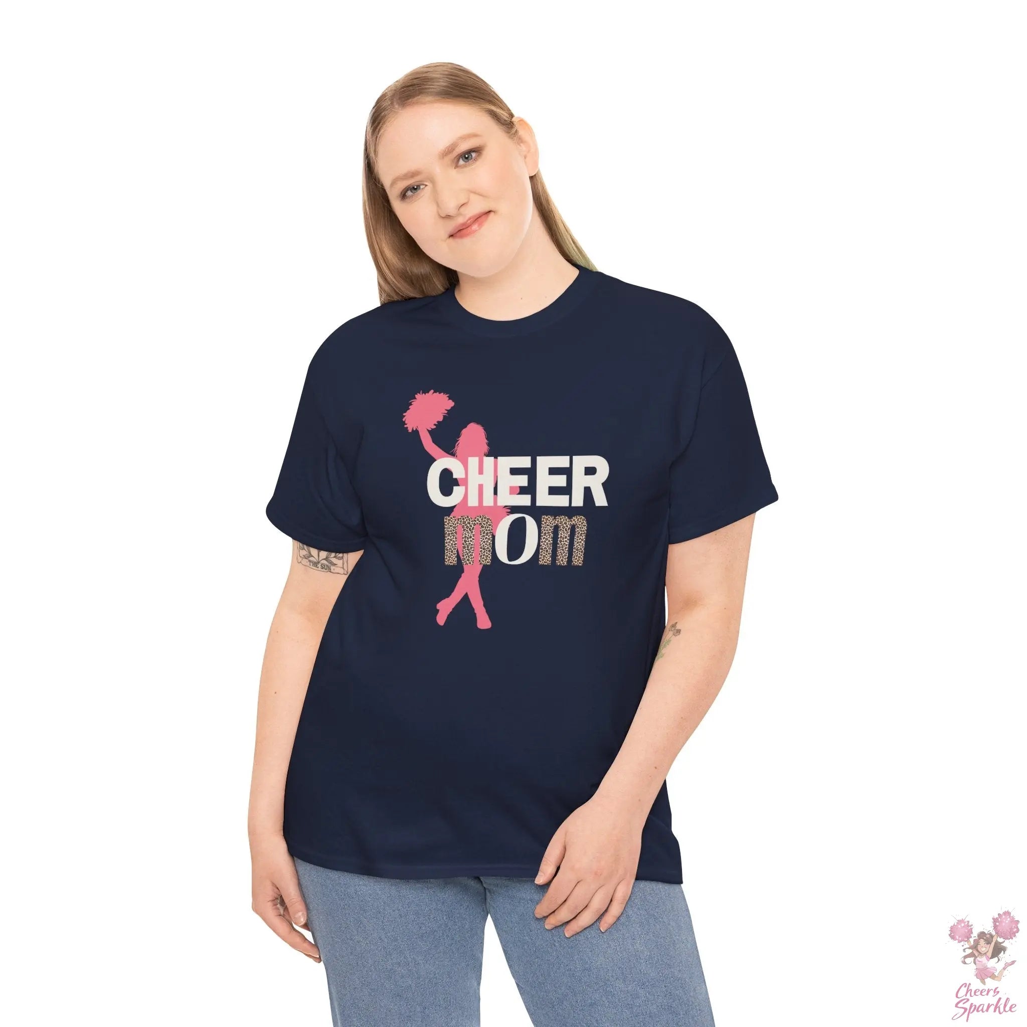 Rundhals Cheer Mom T-Shirt Printify