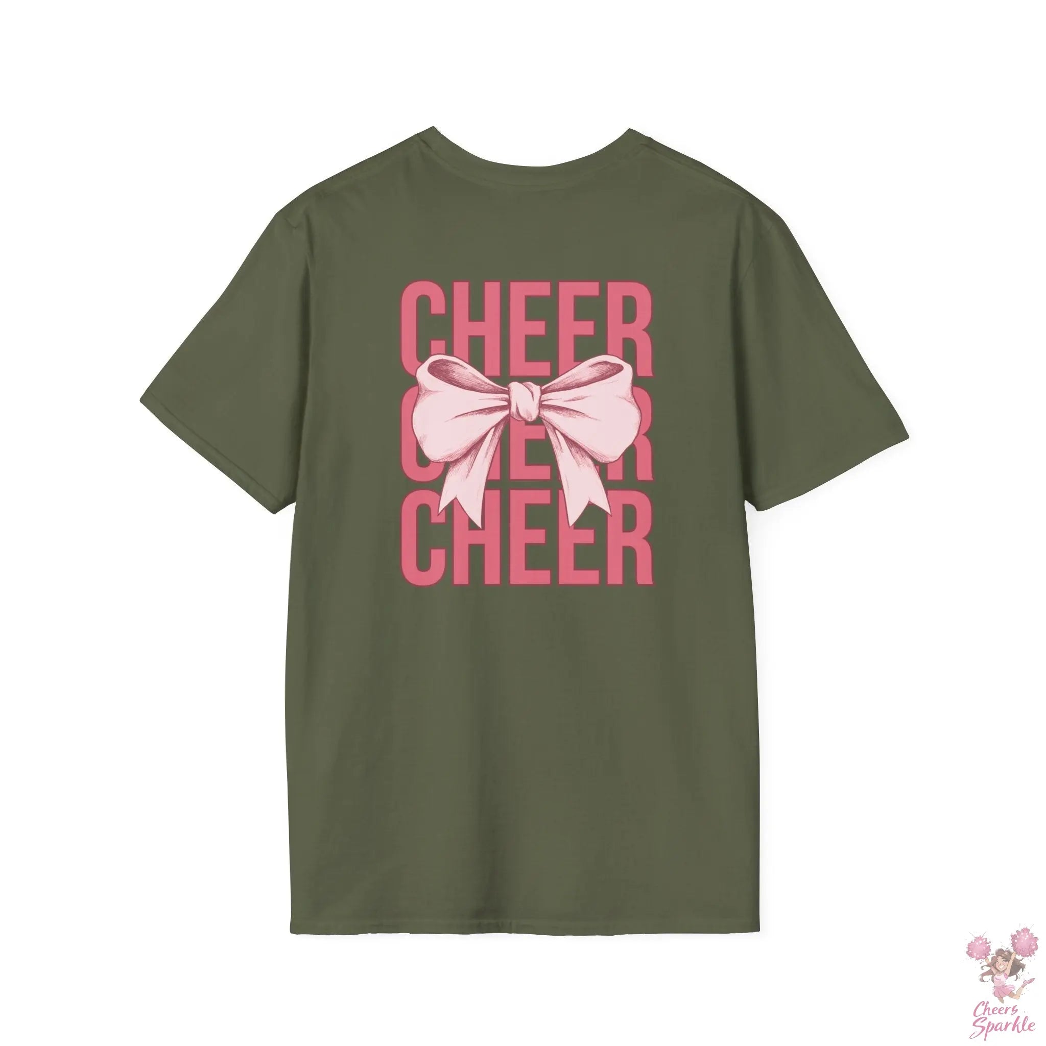 Cheerful Bow Unisex Softstyle T-Shirt Cheers and Sparkle