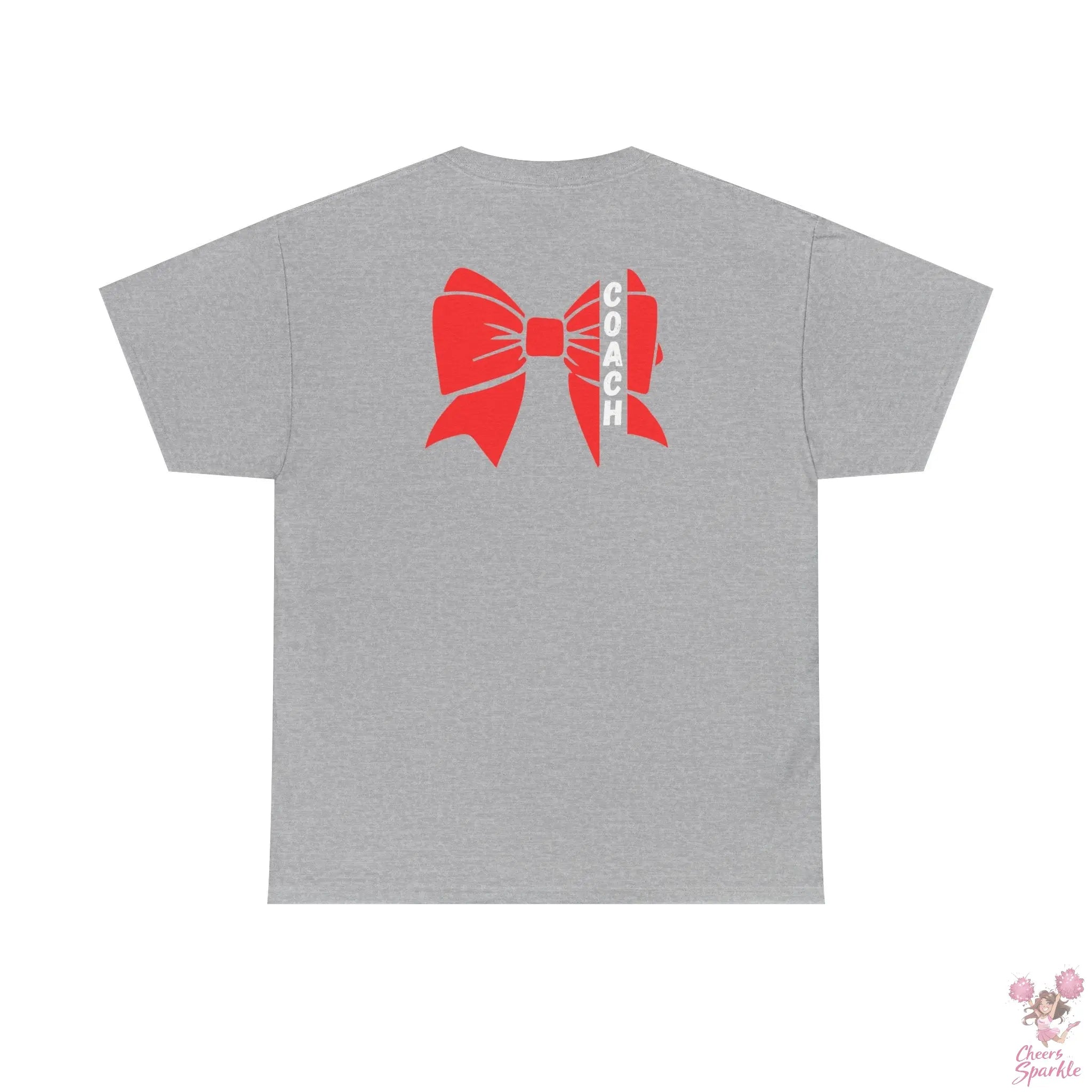 Cheer Coach T-Shirt mit roter Schleife Printify