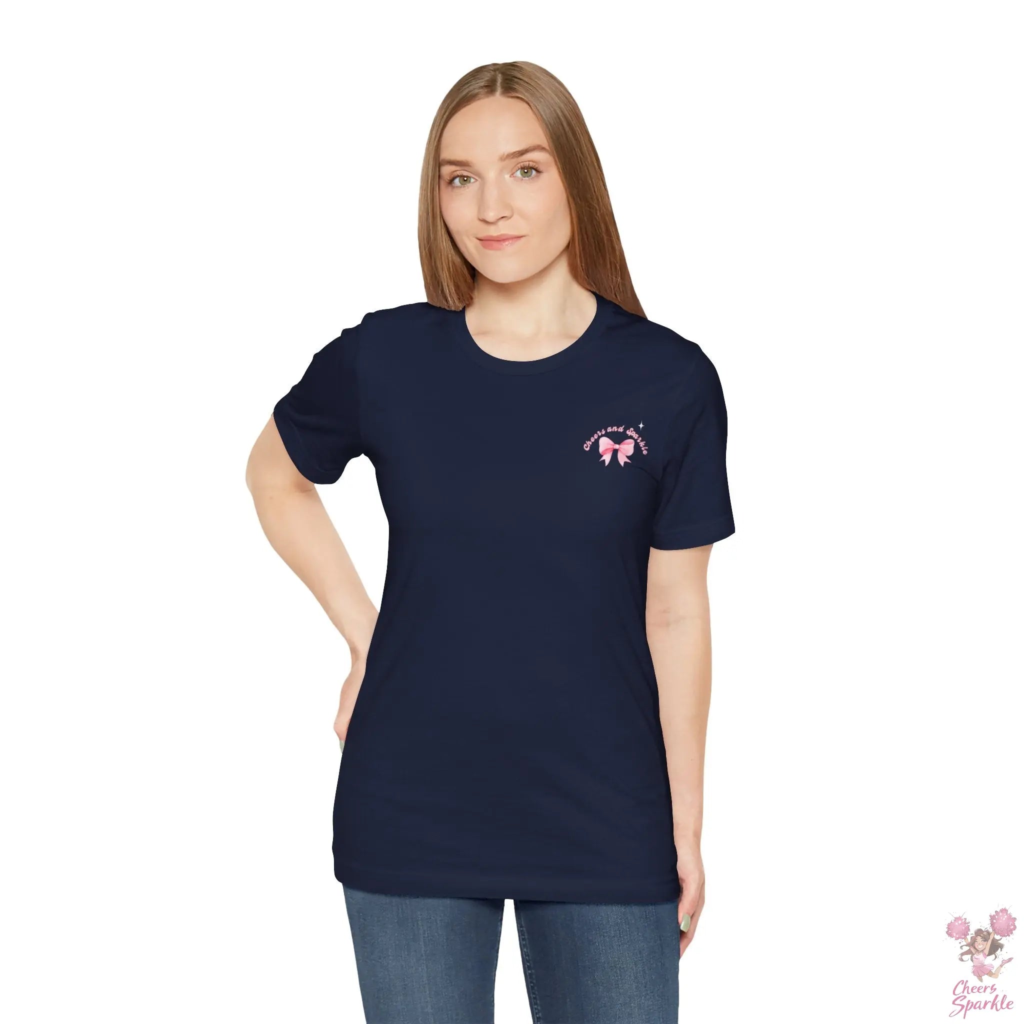 "Believe in Yourself"  mit Schleifenmotiv V-Ausschnitt T-Shirt Cheers and Sparkle