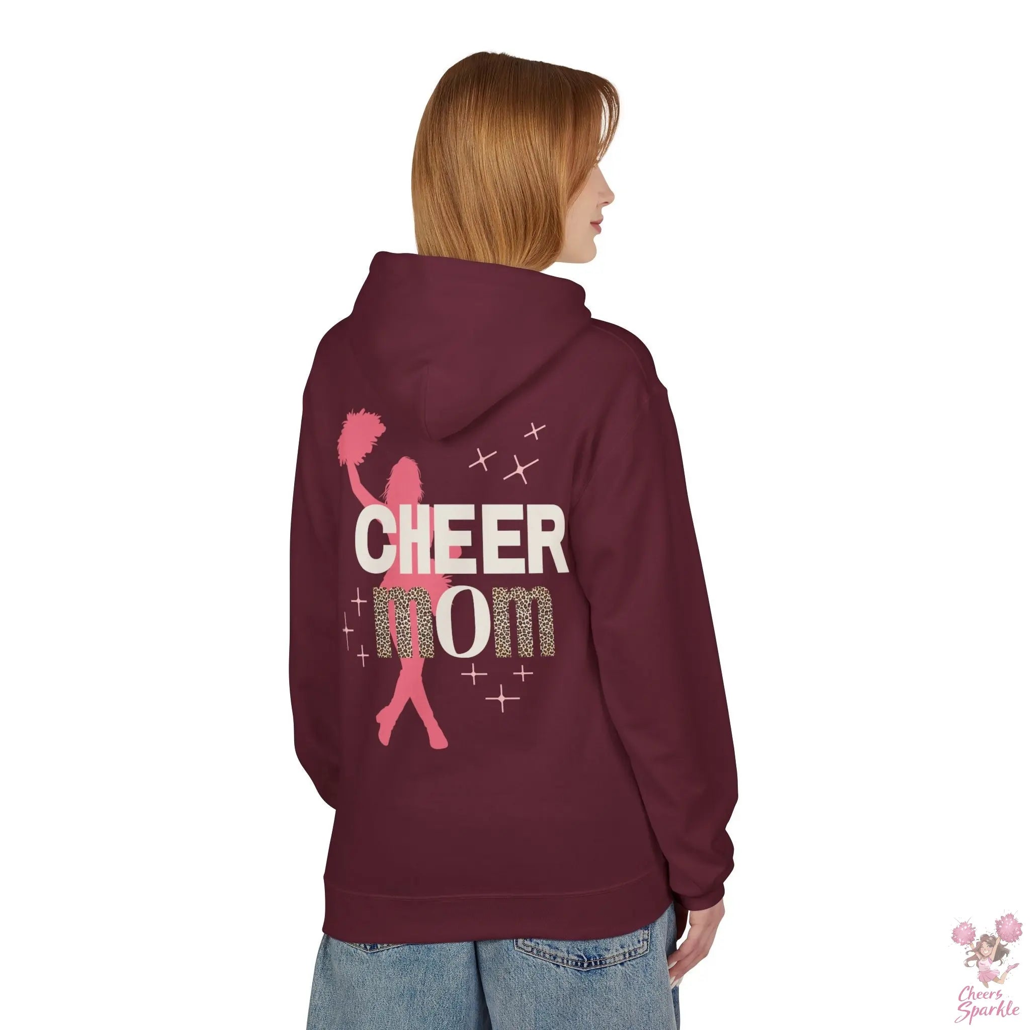 Cheer Mom Hoodie - Leo Print Cheers and Sparkle