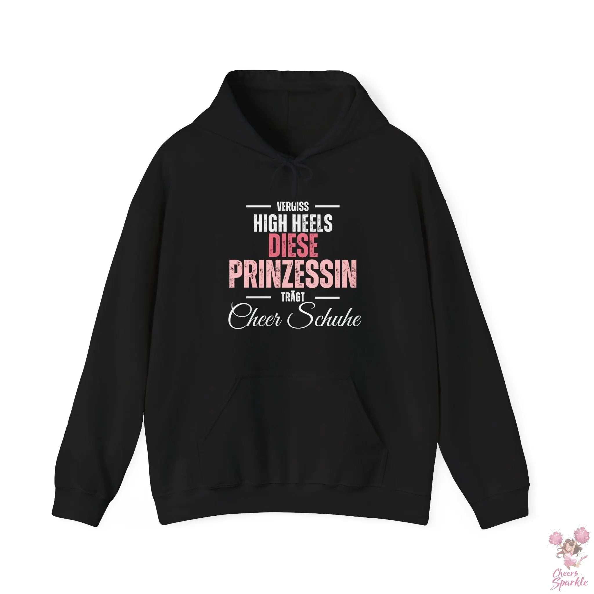 Hoodie „Vergiss Highheels, diese Prinzessin trägt Cheer Schuhe“ Printify