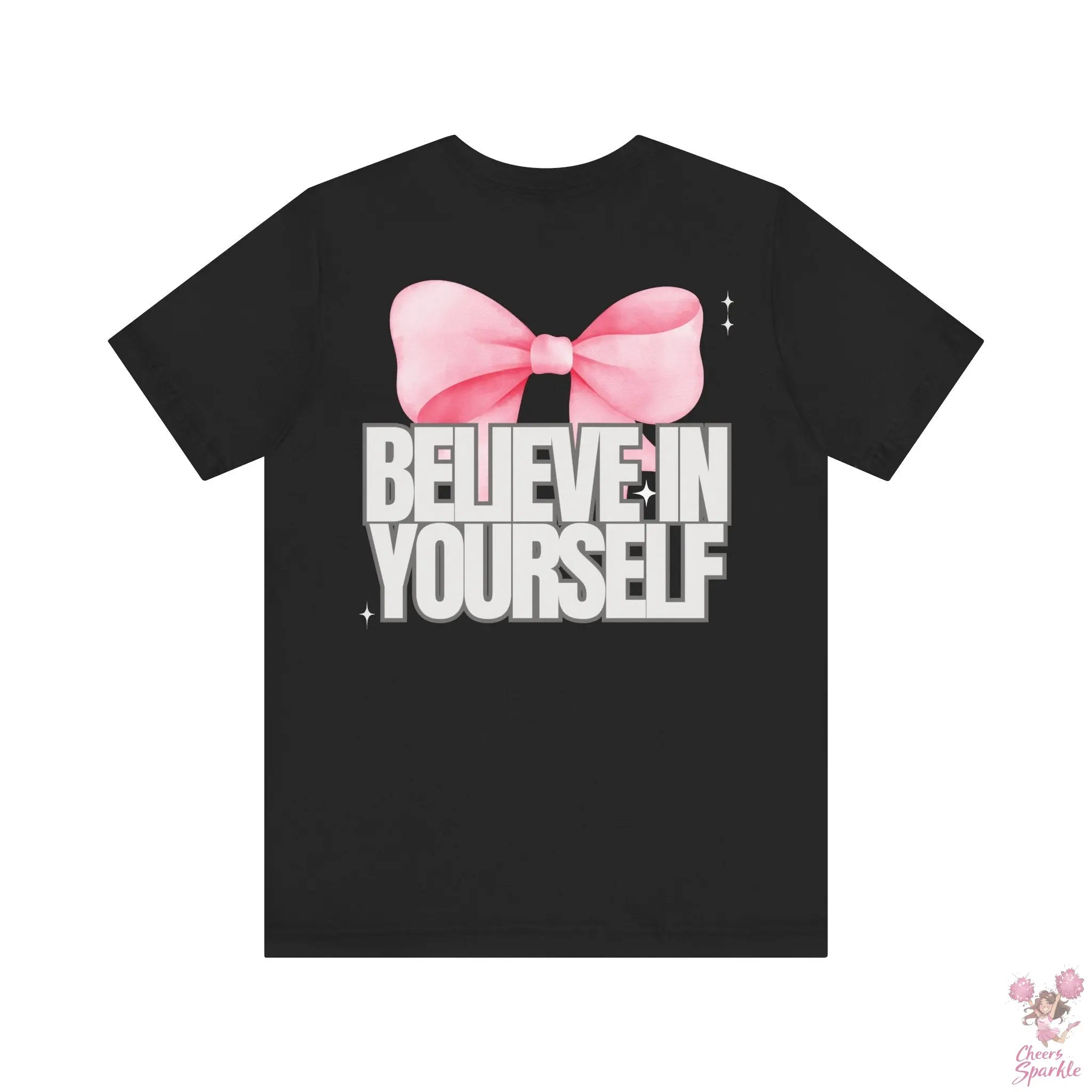 "Believe in Yourself"  mit Schleifenmotiv V-Ausschnitt T-Shirt Cheers and Sparkle