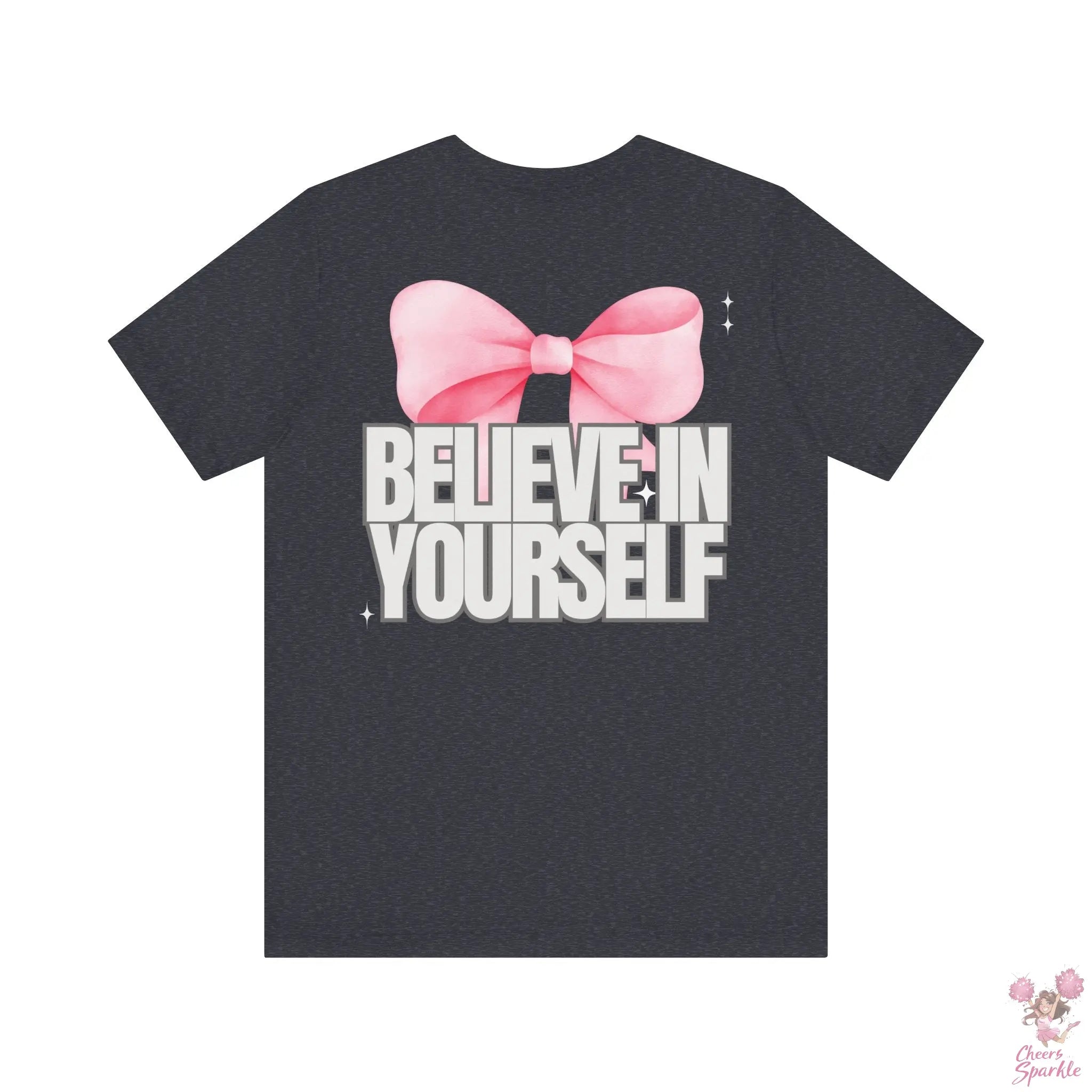 "Believe in Yourself"  mit Schleifenmotiv V-Ausschnitt T-Shirt Cheers and Sparkle