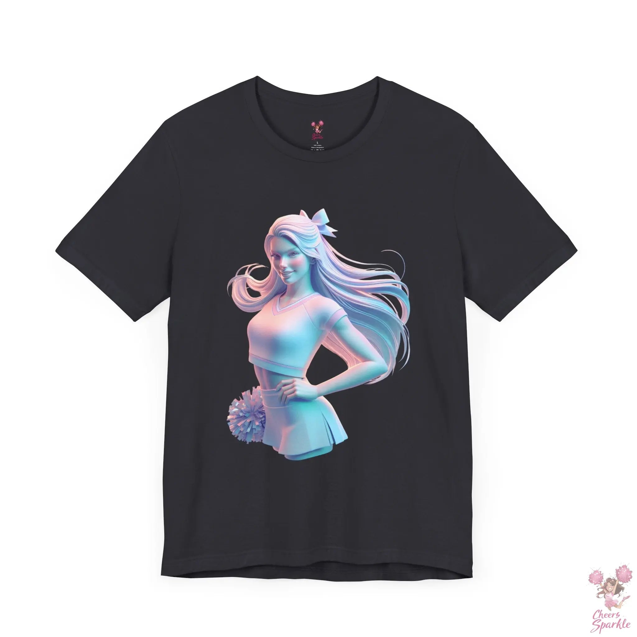 Dynamisches 3D-Cheerleader-Motiv T-Shirt Cheers and Sparkle