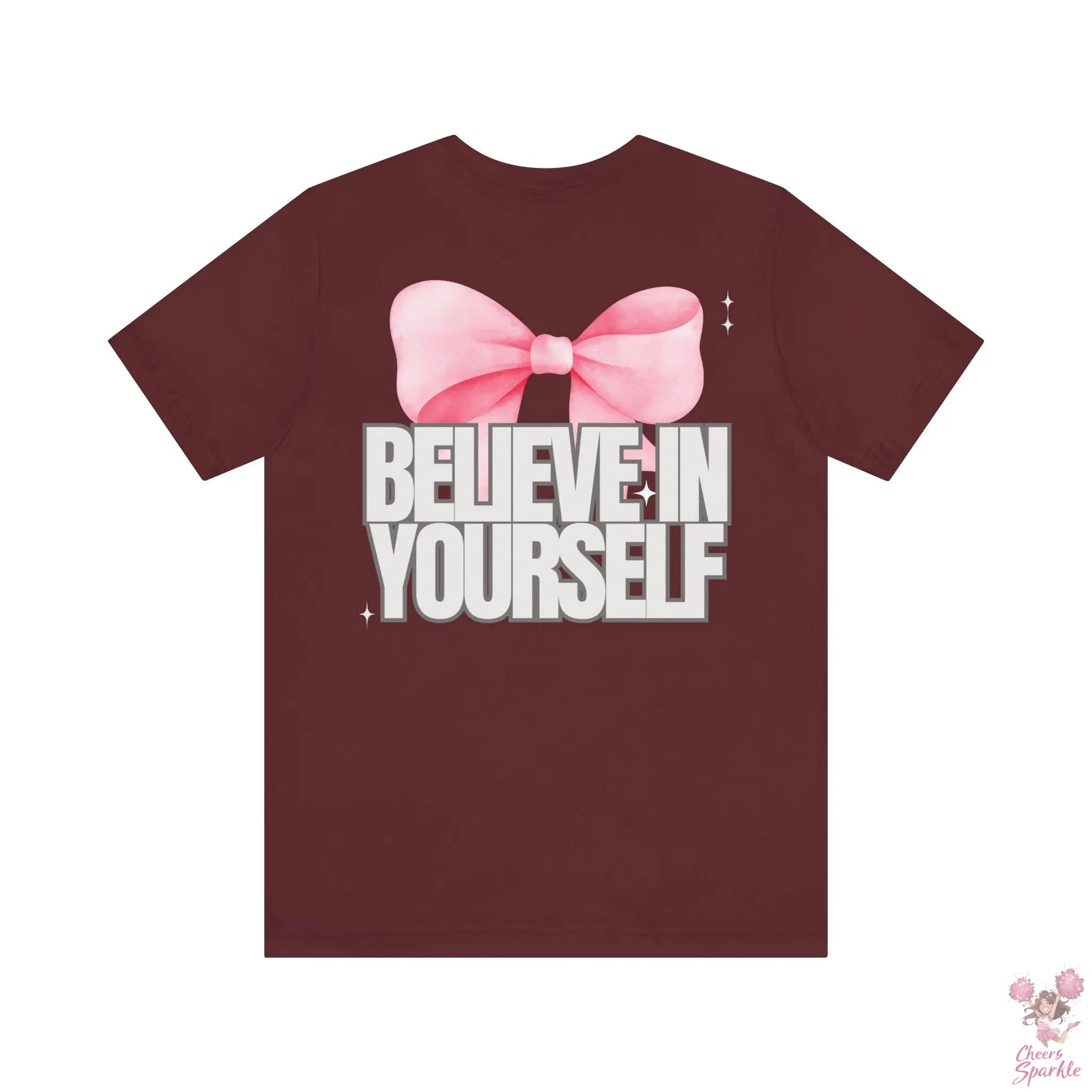 "Believe in Yourself"  mit Schleifenmotiv V-Ausschnitt T-Shirt Cheers and Sparkle