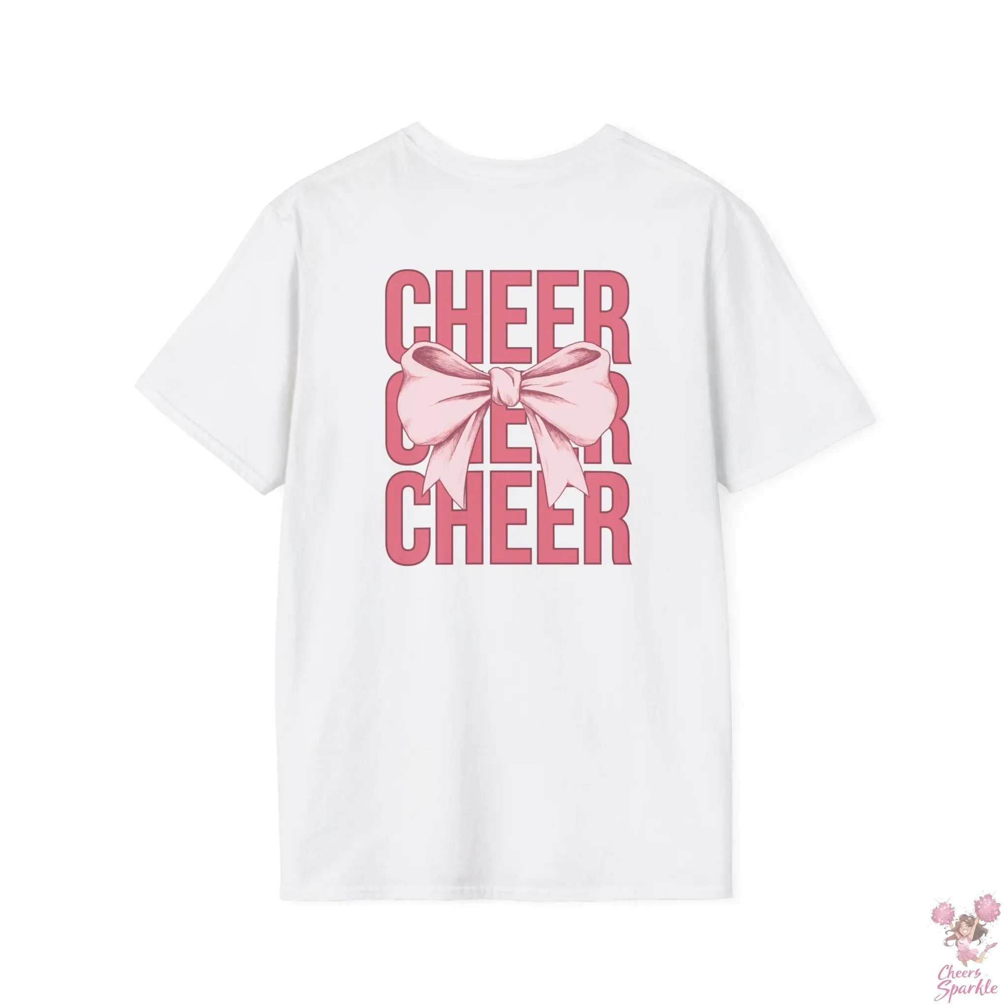 Cheerful Bow Unisex Softstyle T-Shirt Cheers and Sparkle