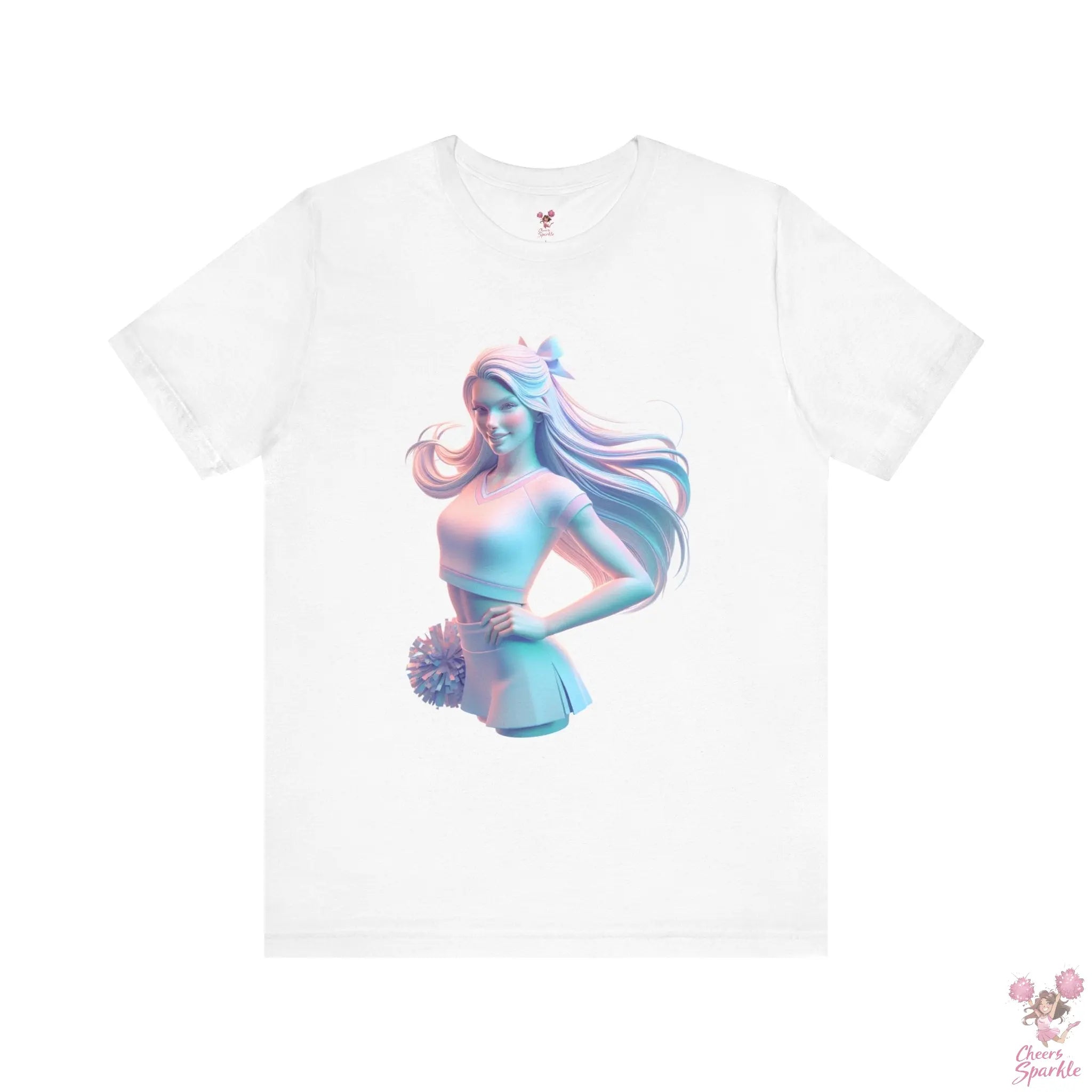 Dynamisches 3D-Cheerleader-Motiv T-Shirt Cheers and Sparkle
