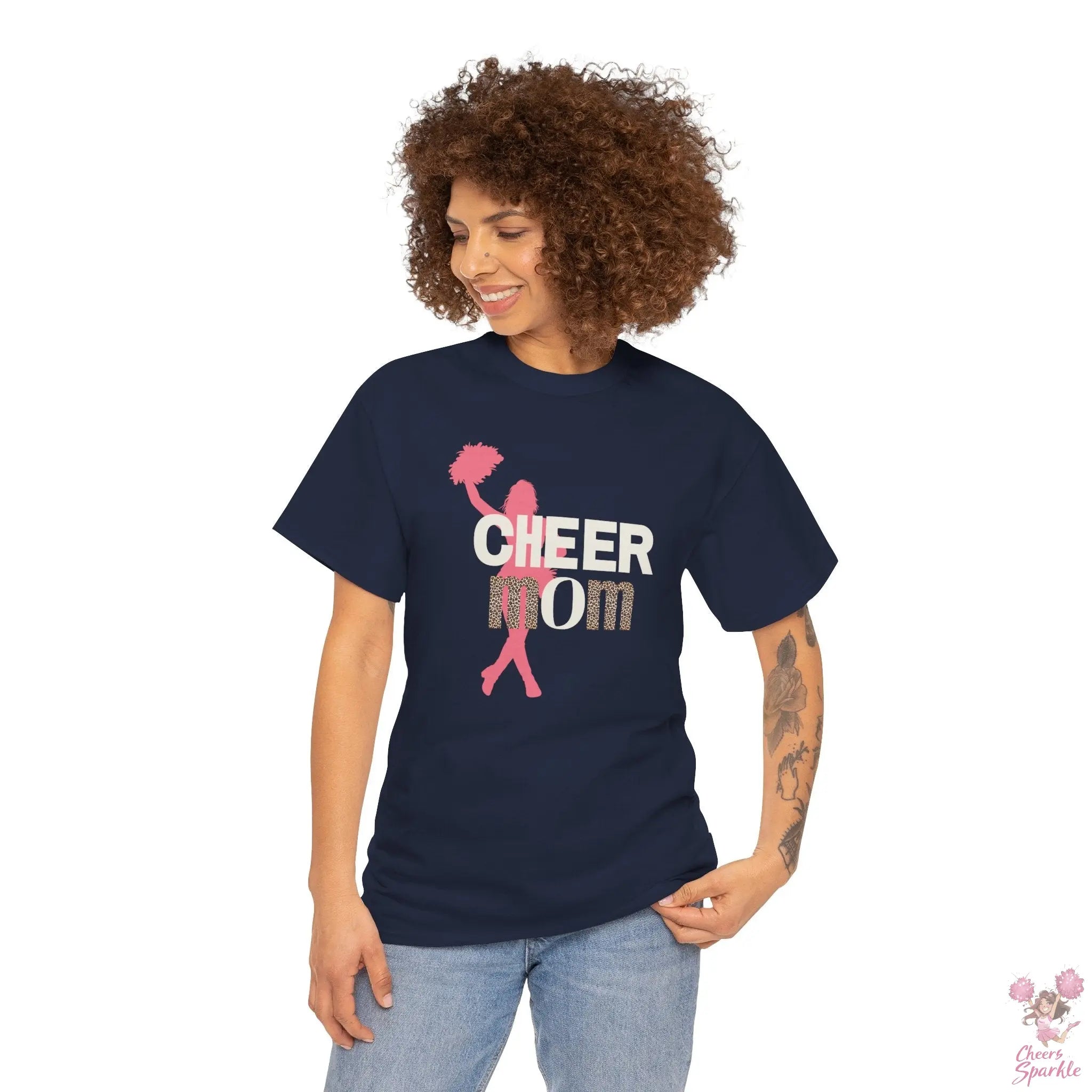 Rundhals Cheer Mom T-Shirt Printify