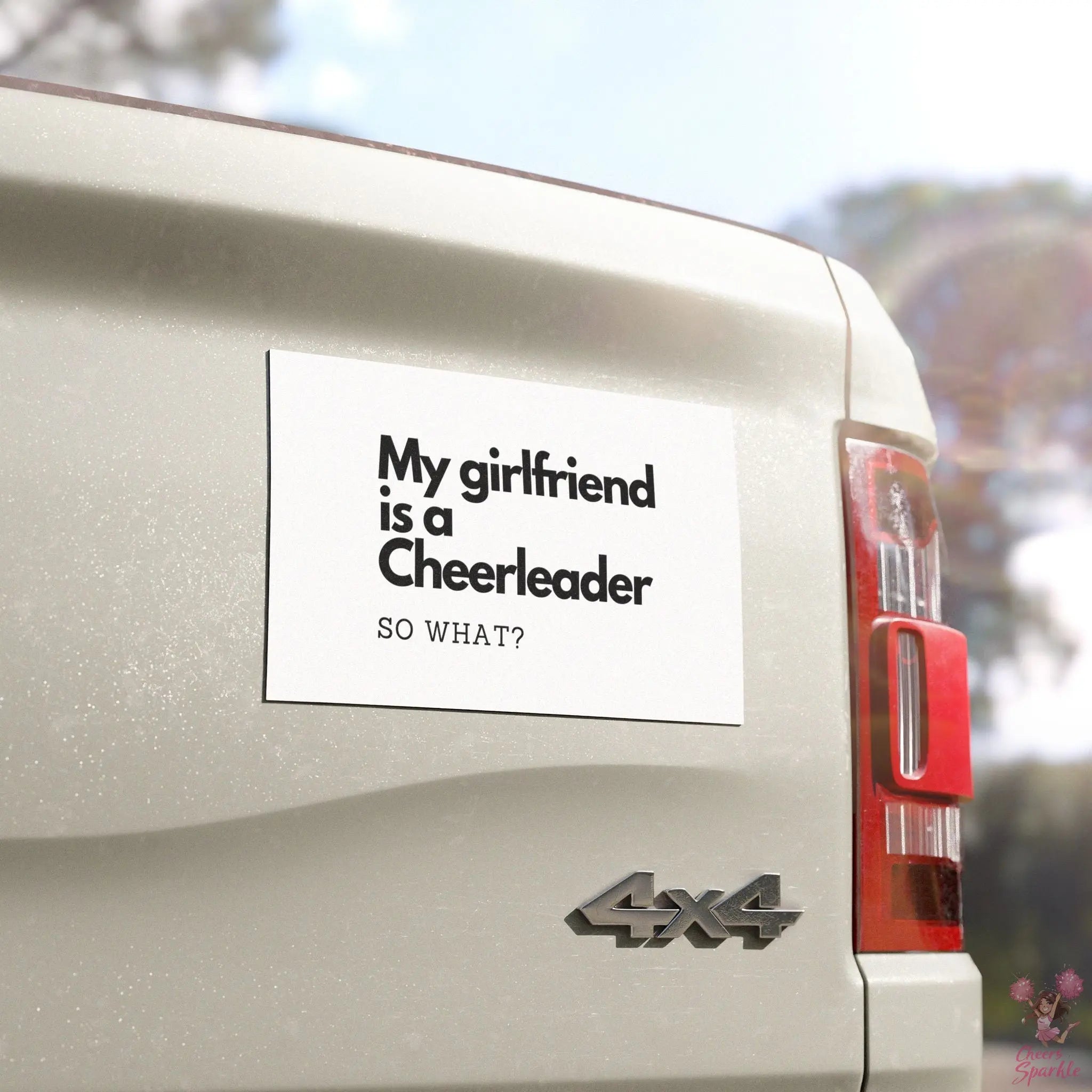 Auto Magnet „My Girlfriend is a Cheerleader, So What“ Cheers and Sparkle