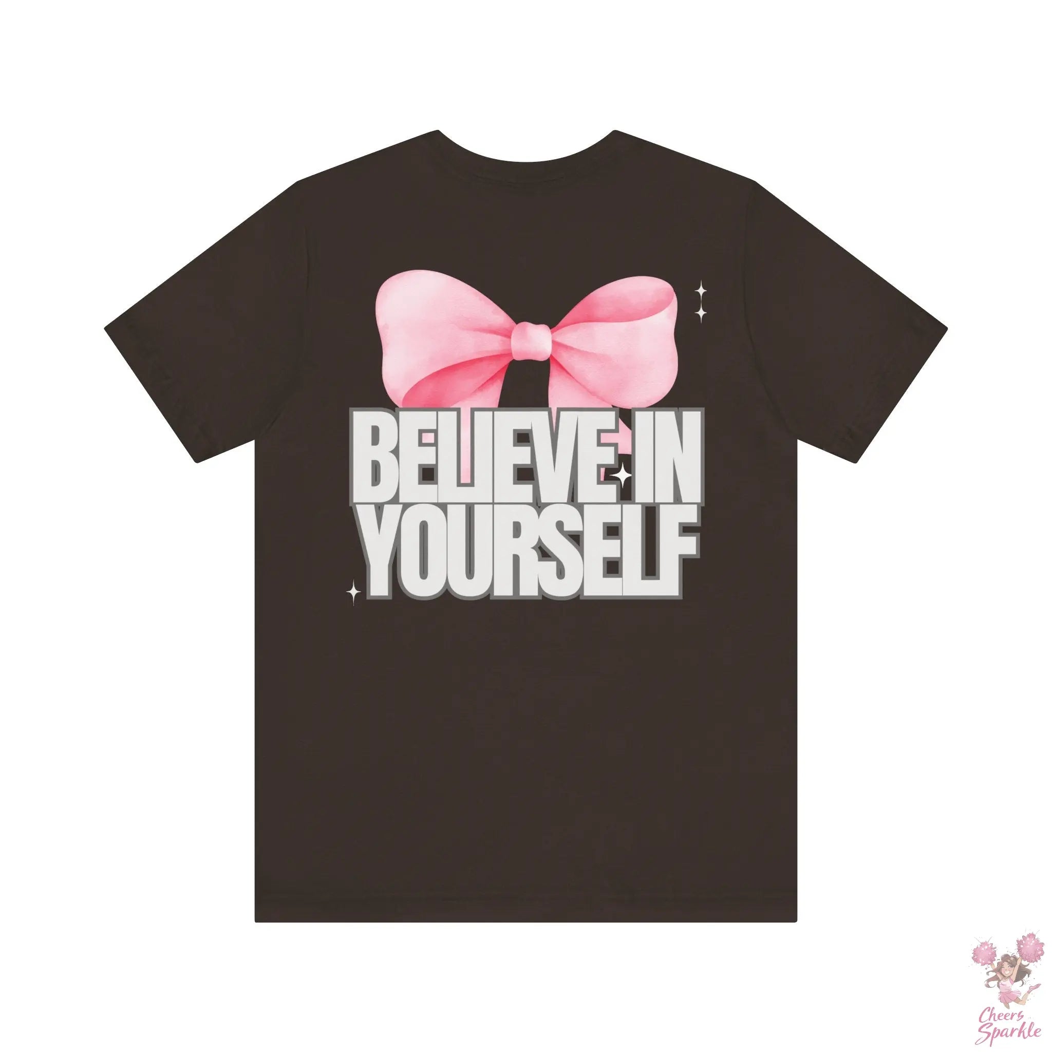 "Believe in Yourself"  mit Schleifenmotiv V-Ausschnitt T-Shirt Cheers and Sparkle