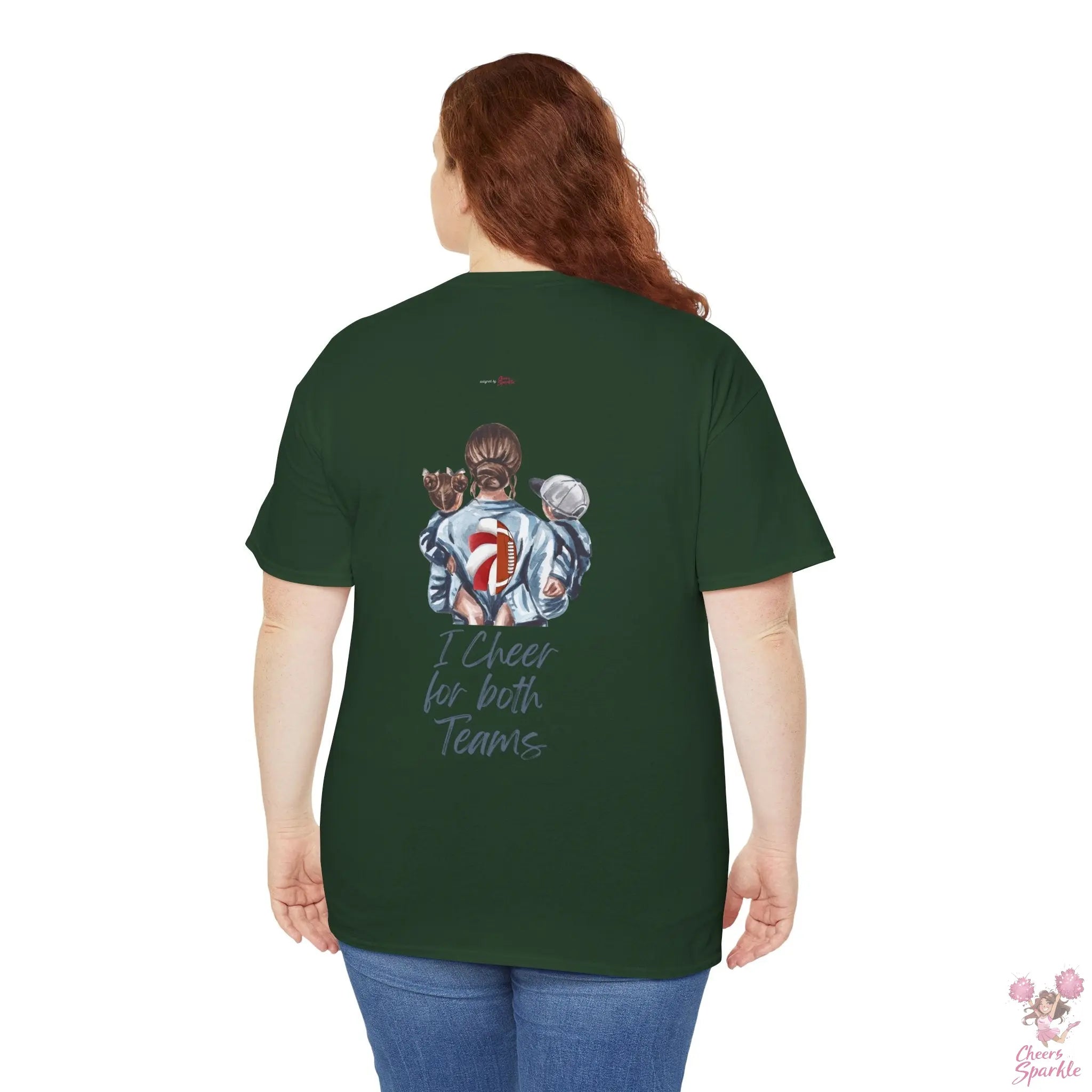 Fan Mom-T-Shirt – „I Cheer for both Teams“ - Cheers and Sparkle