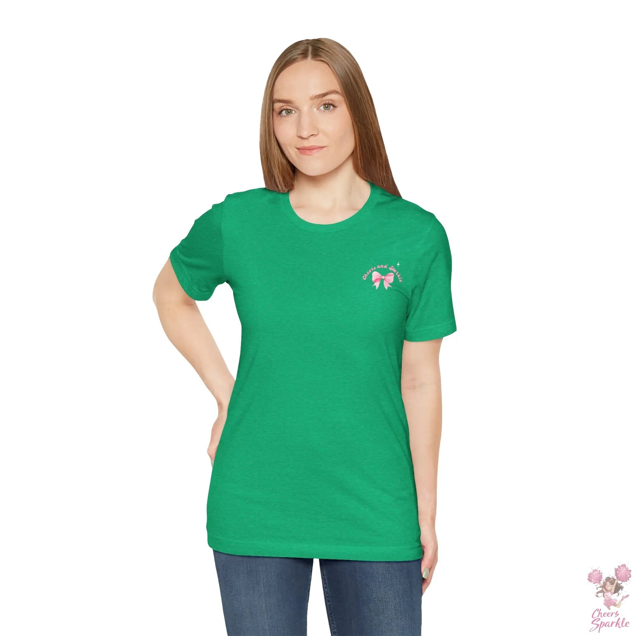 "Believe in Yourself"  mit Schleifenmotiv V-Ausschnitt T-Shirt Cheers and Sparkle