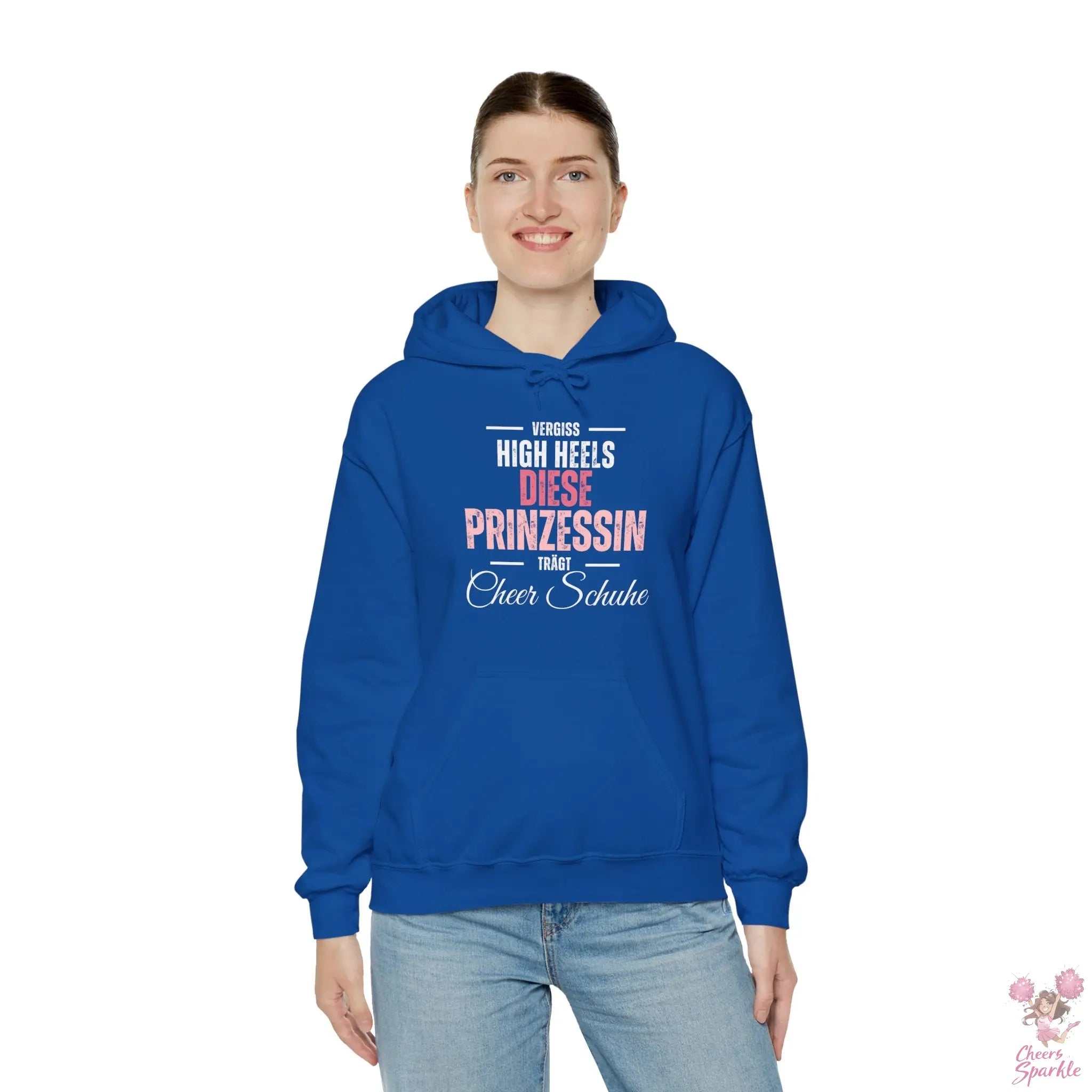 Hoodie „Vergiss Highheels, diese Prinzessin trägt Cheer Schuhe“ Printify