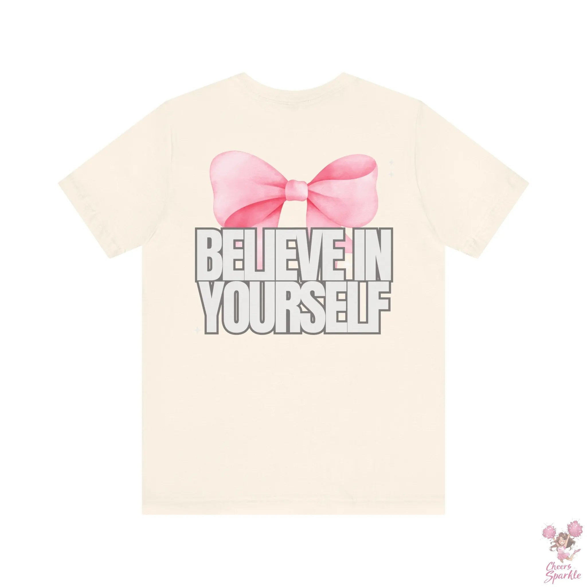 "Believe in Yourself"  mit Schleifenmotiv V-Ausschnitt T-Shirt Cheers and Sparkle