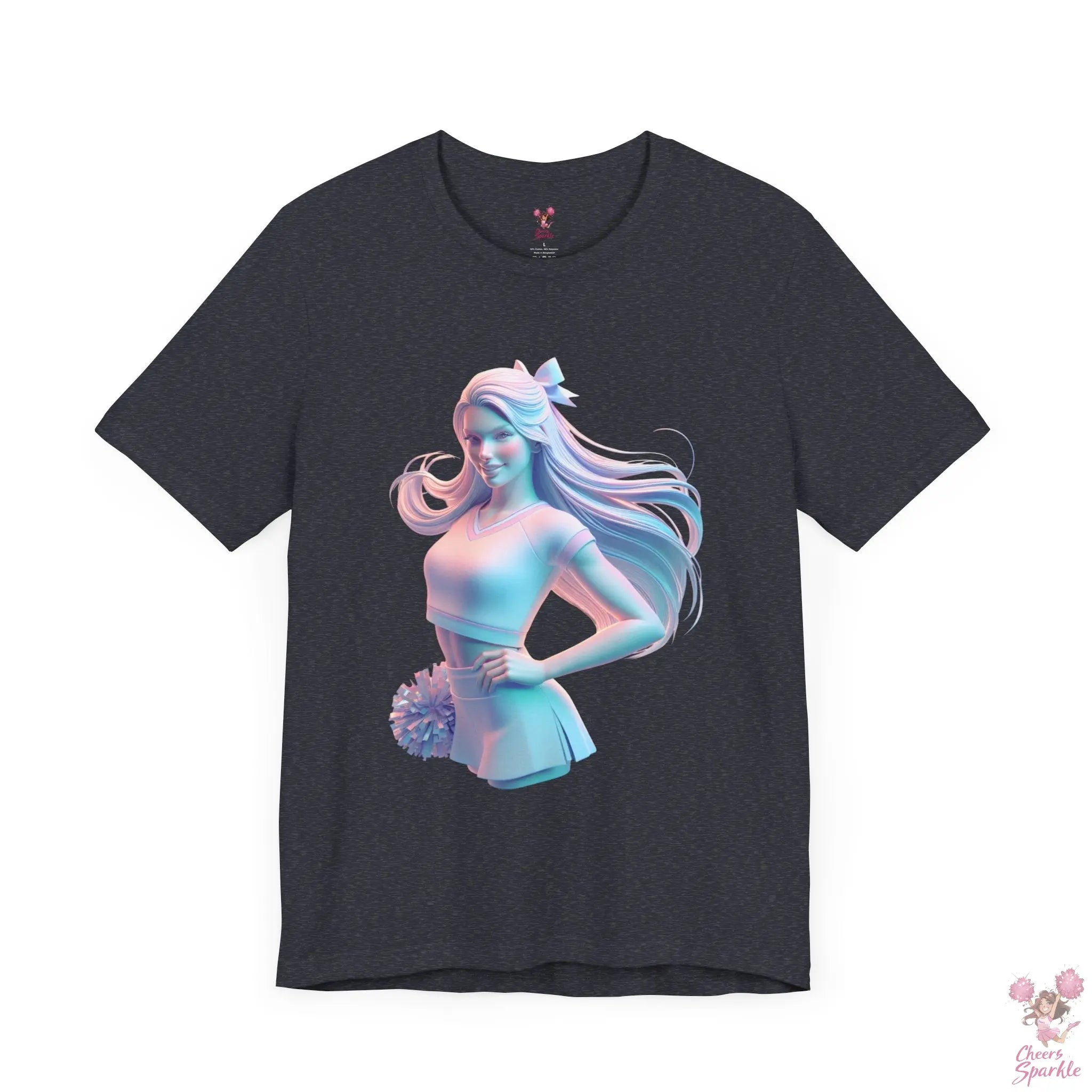 Dynamisches 3D-Cheerleader-Motiv T-Shirt Cheers and Sparkle