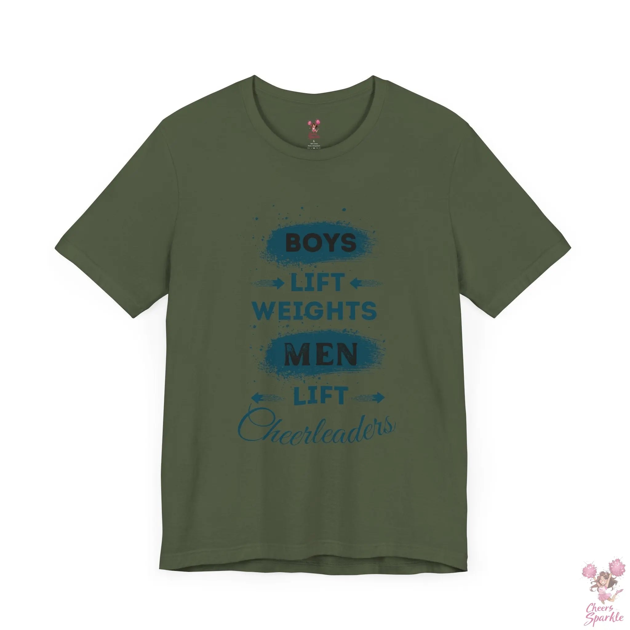 Herren T-Shirt - „Boys Lift Weights, Men Lift Cheerleaders“ Cheers and Sparkle