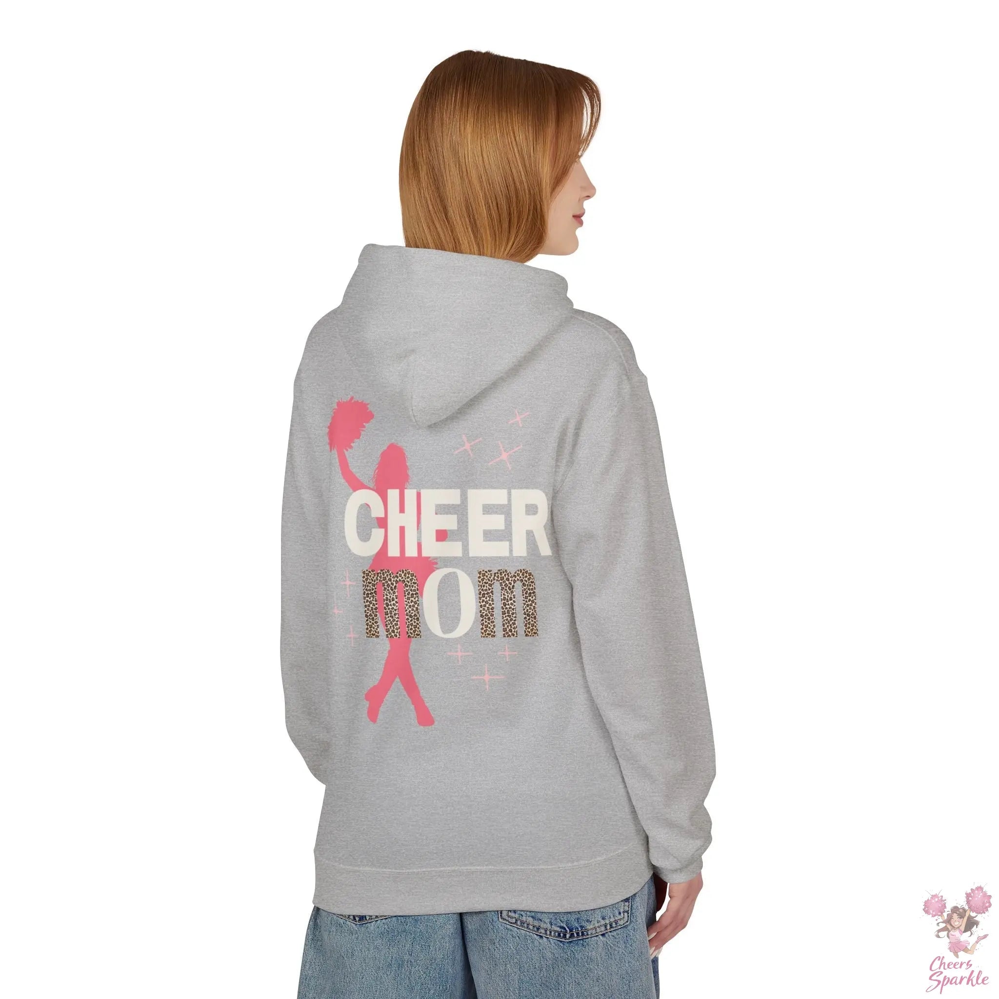 Cheer Mom Hoodie - Leo Print Cheers and Sparkle