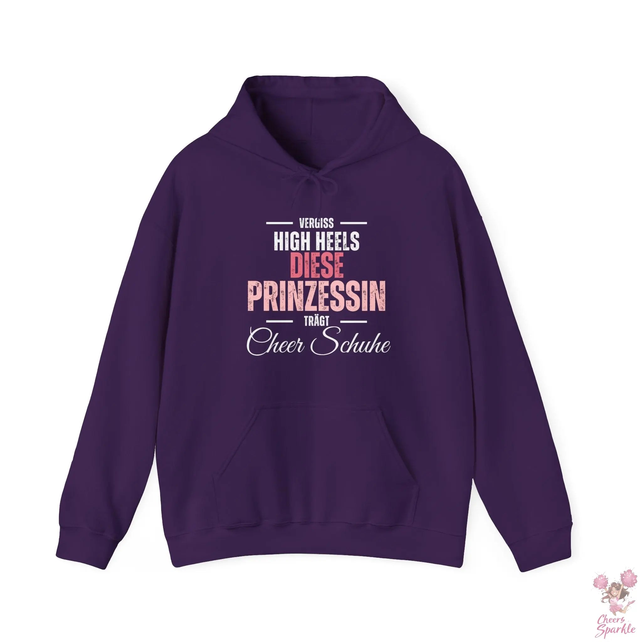 Hoodie „Vergiss Highheels, diese Prinzessin trägt Cheer Schuhe“ Printify