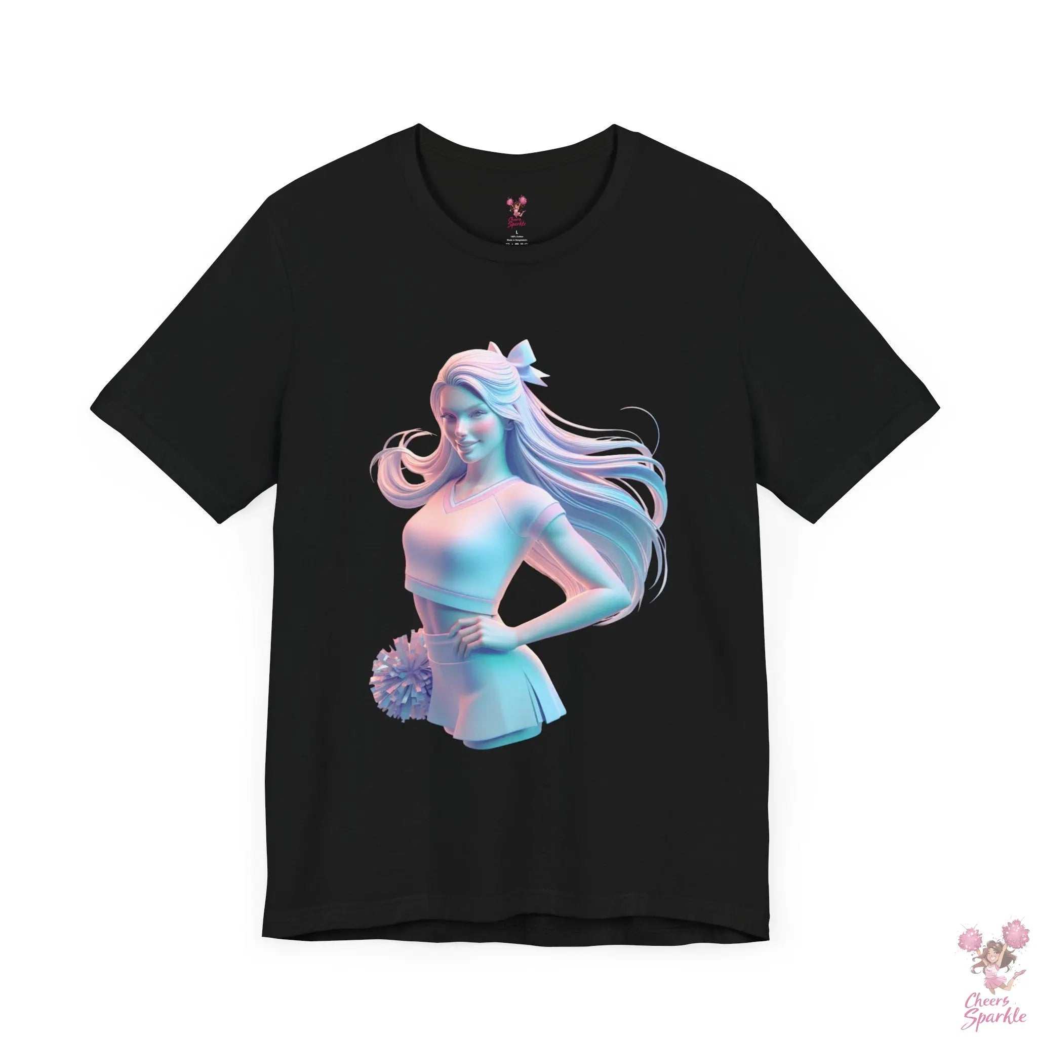 Dynamisches 3D-Cheerleader-Motiv T-Shirt Cheers and Sparkle