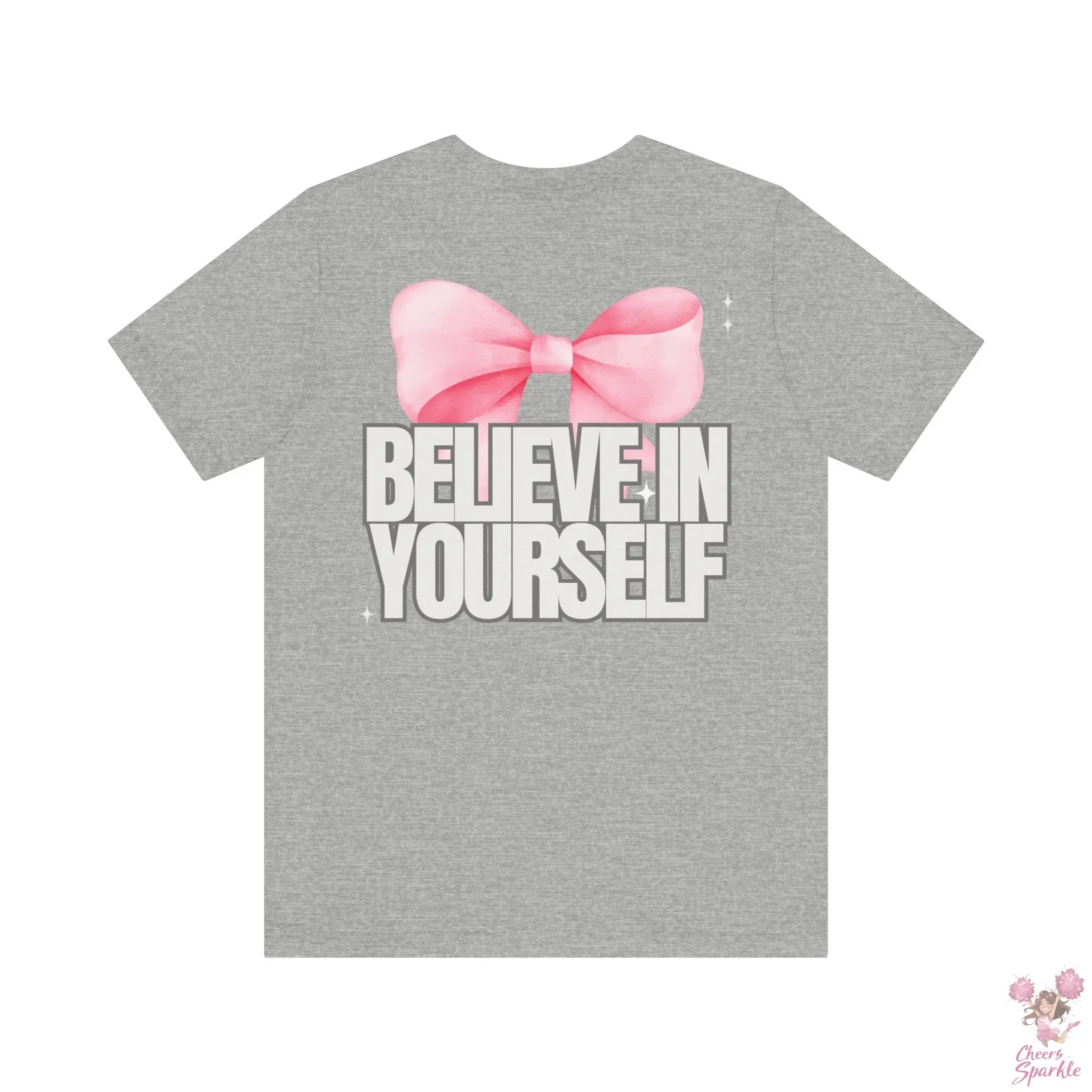 "Believe in Yourself"  mit Schleifenmotiv V-Ausschnitt T-Shirt Cheers and Sparkle