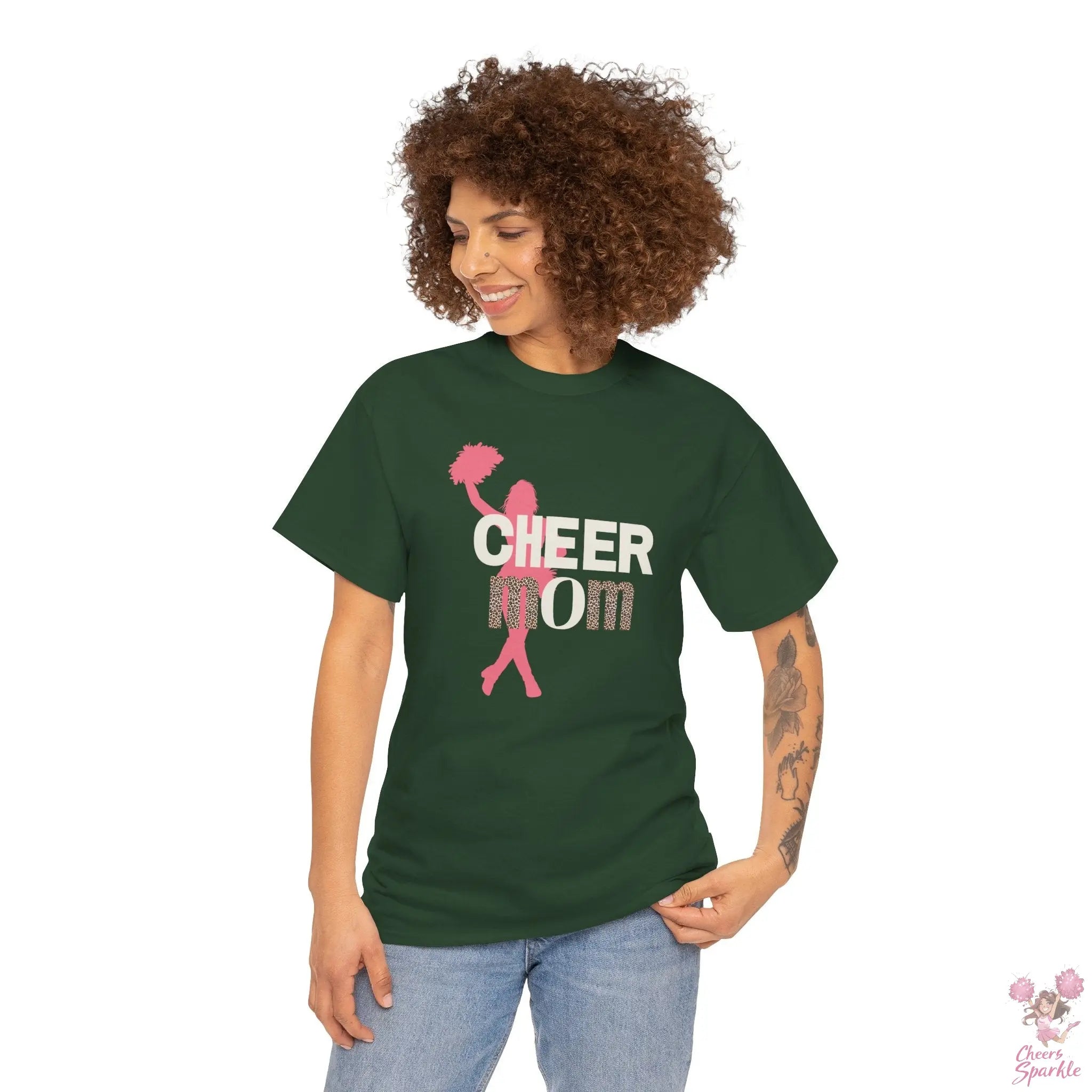 Rundhals Cheer Mom T-Shirt Printify