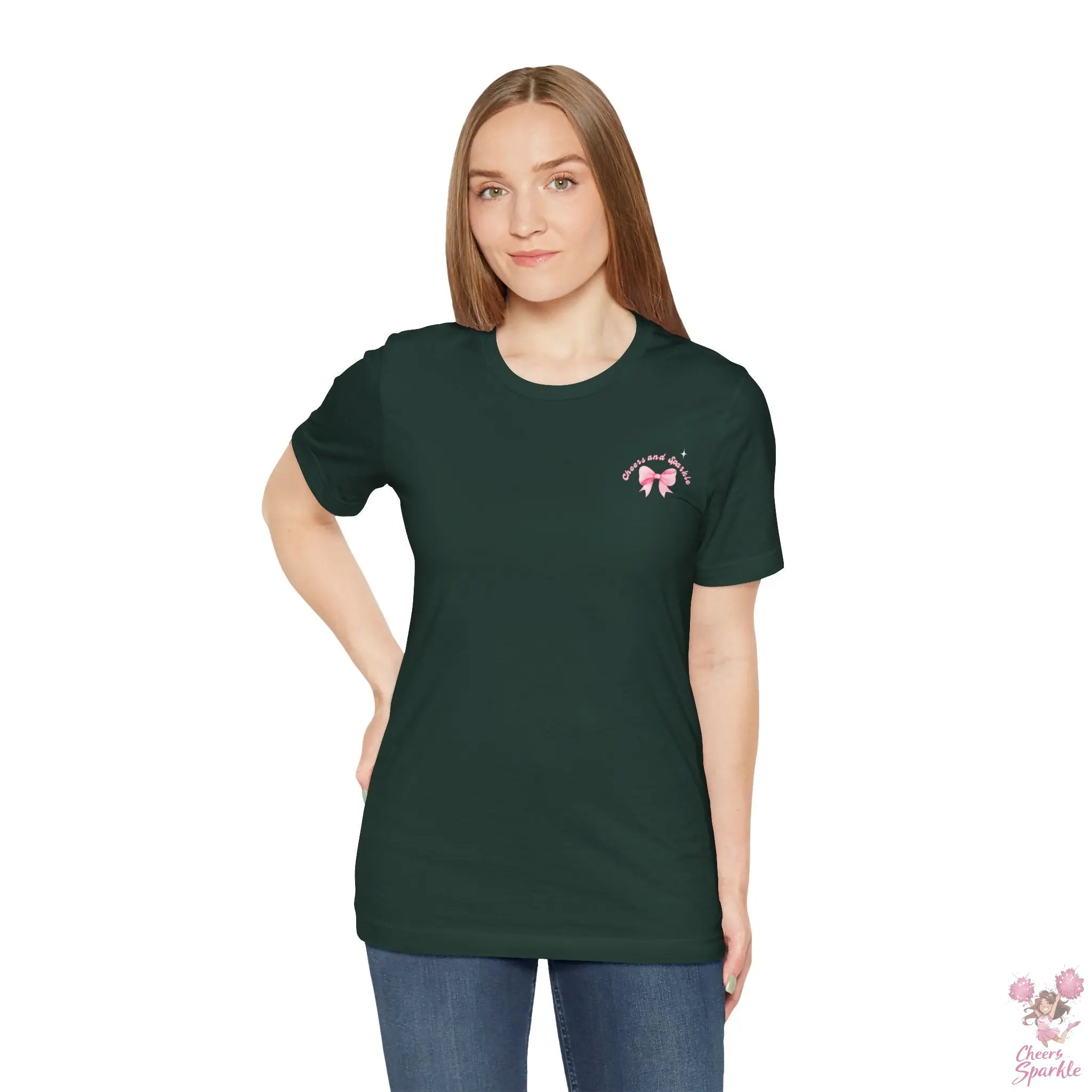 "Believe in Yourself"  mit Schleifenmotiv V-Ausschnitt T-Shirt Cheers and Sparkle