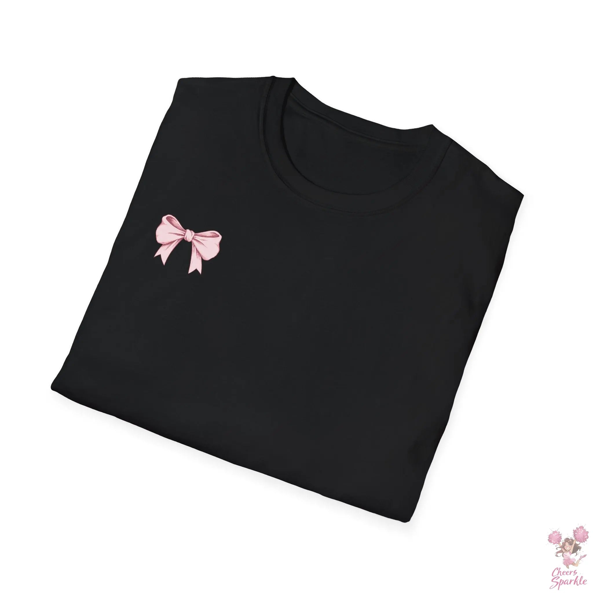 Cheerful Bow Unisex Softstyle T-Shirt Cheers and Sparkle